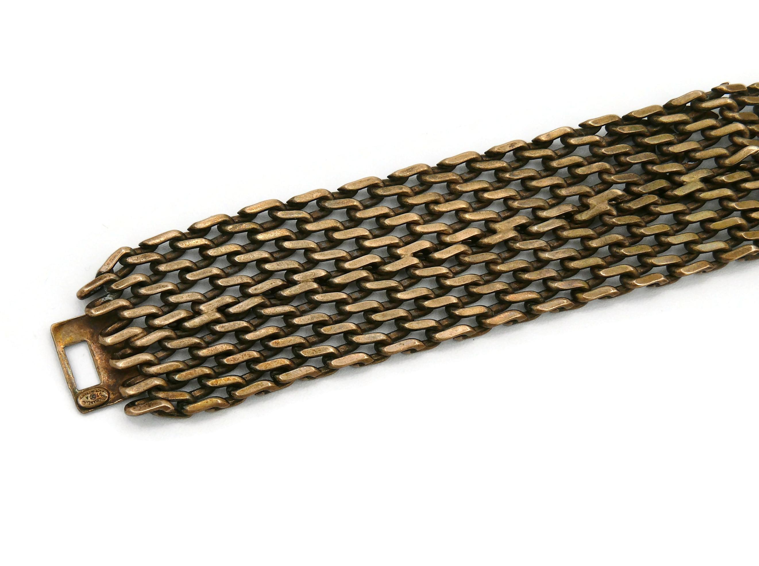 Chanel Vintage Bronze Toned Mesh Chainmail CC Choker Necklace, Fall 1997 For Sale 6