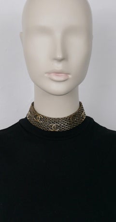 Chanel Vintage Bronze Toned Mesh Chainmail CC Choker Necklace, Fall 1997