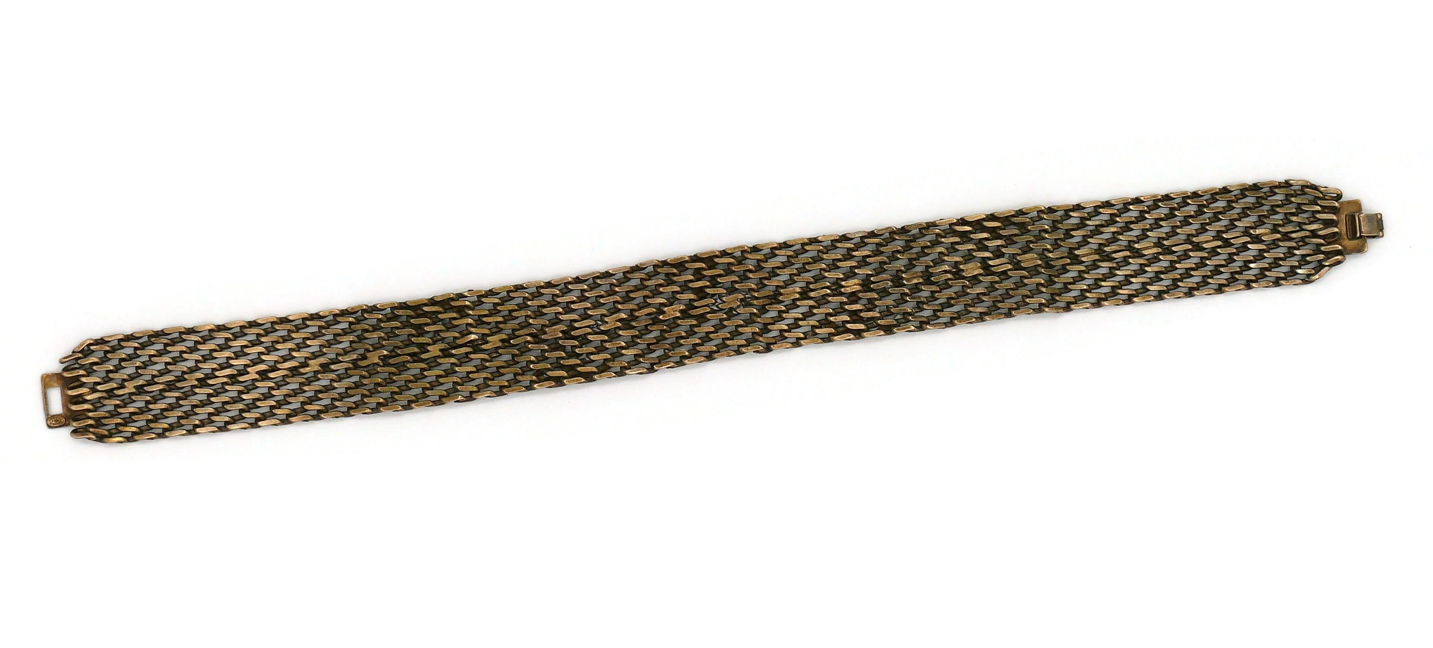Women's Chanel Vintage Bronze Toned Mesh Chainmail CC Choker Necklace, Fall 1997 For Sale
