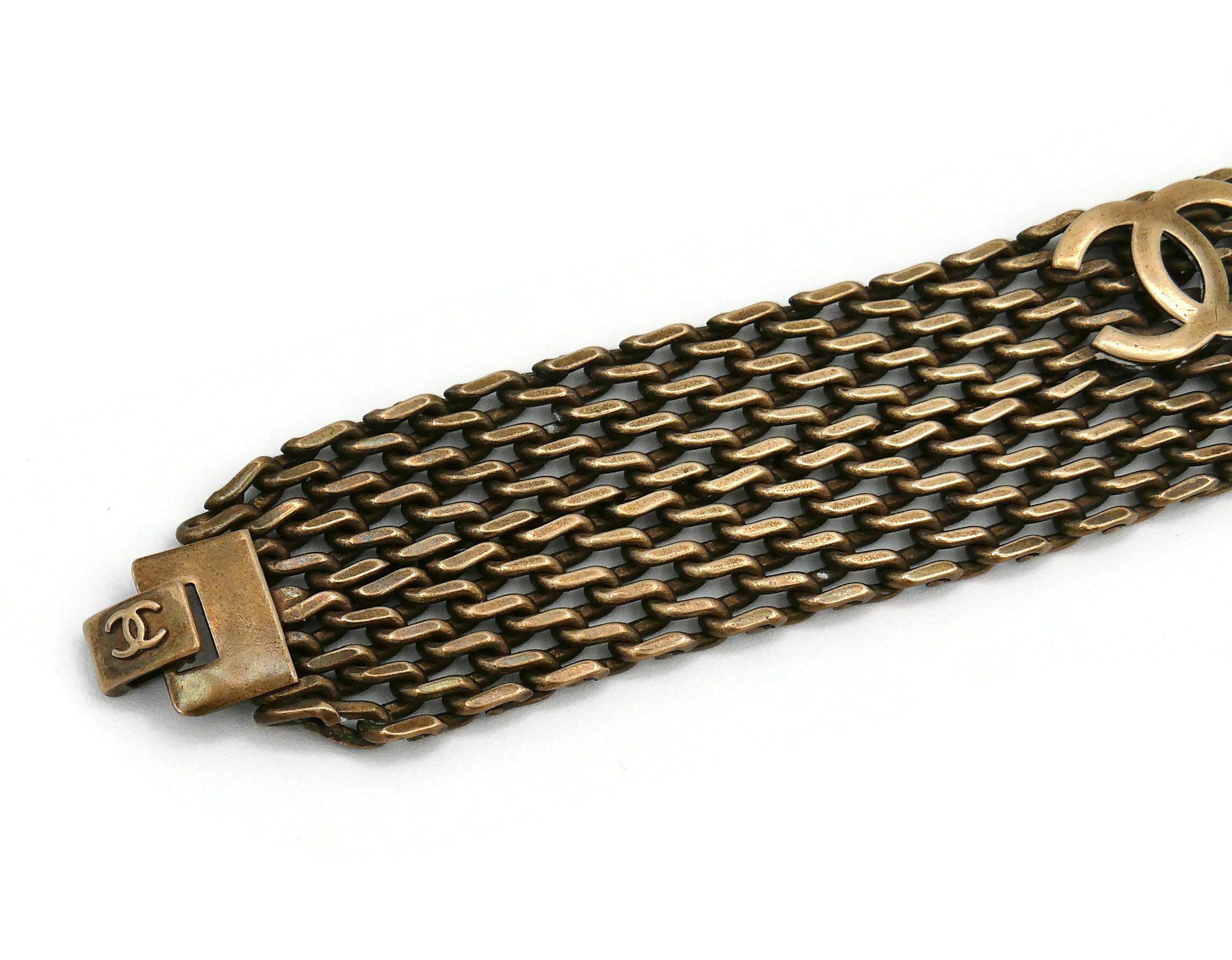 Chanel Vintage Bronze Toned Mesh Chainmail CC Choker Necklace, Fall 1997 For Sale 1