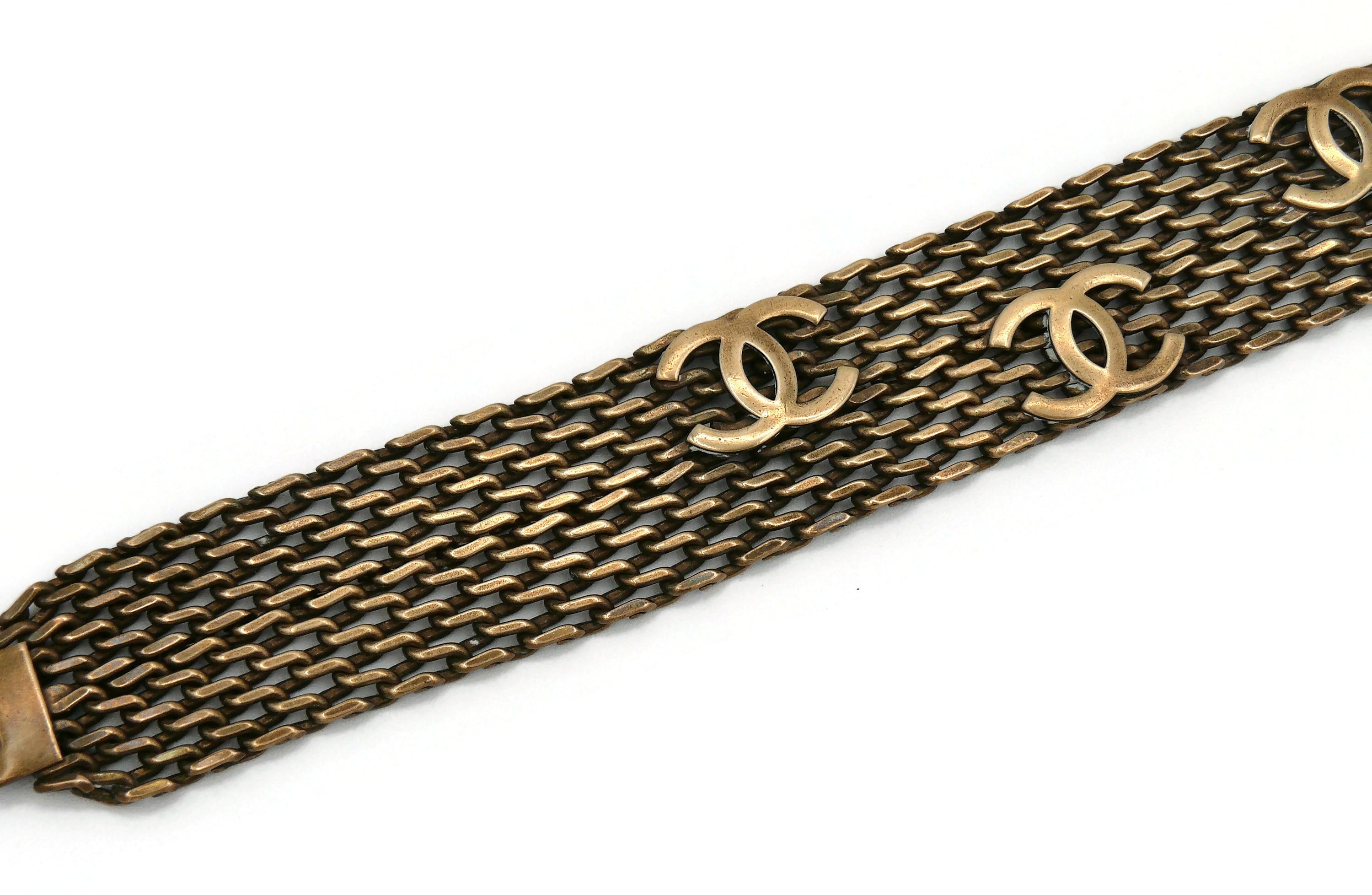Chanel Vintage Bronze Toned Mesh Chainmail CC Choker Necklace, Fall 1997 For Sale 2