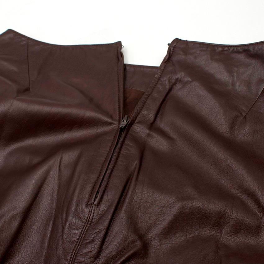 Chanel Vintage Brown Calfskin Leather Midi Skirt - Size US 6 In Good Condition For Sale In London, GB