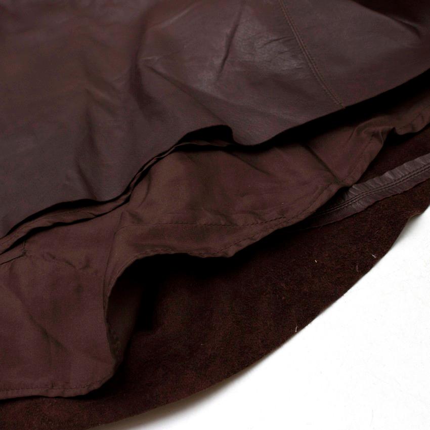 Black Chanel Vintage Brown Calfskin Leather Midi Skirt US 6 For Sale