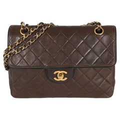 Chanel Vintage Brown Lammfell 24k CC Flap Tasche