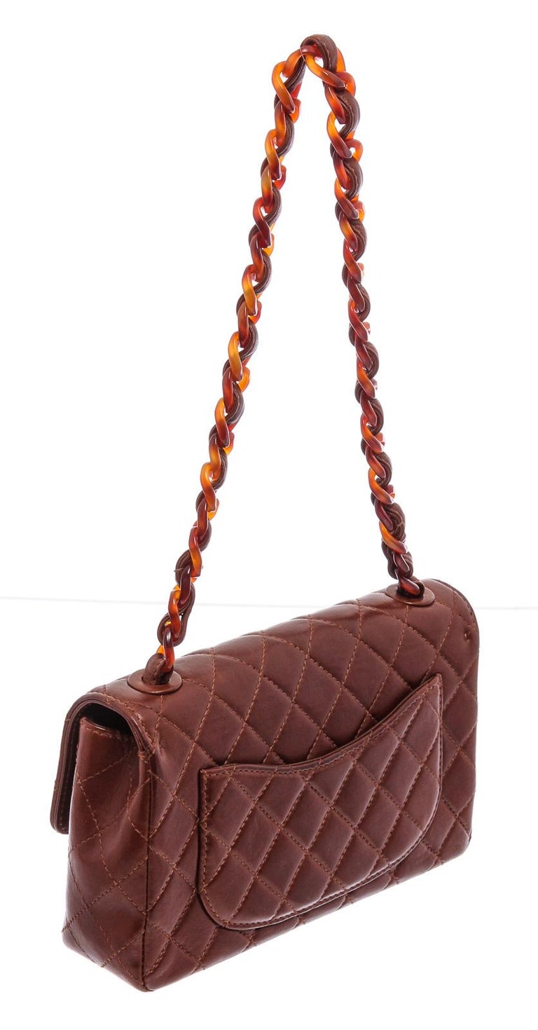 chanel shoulder bag brown leather
