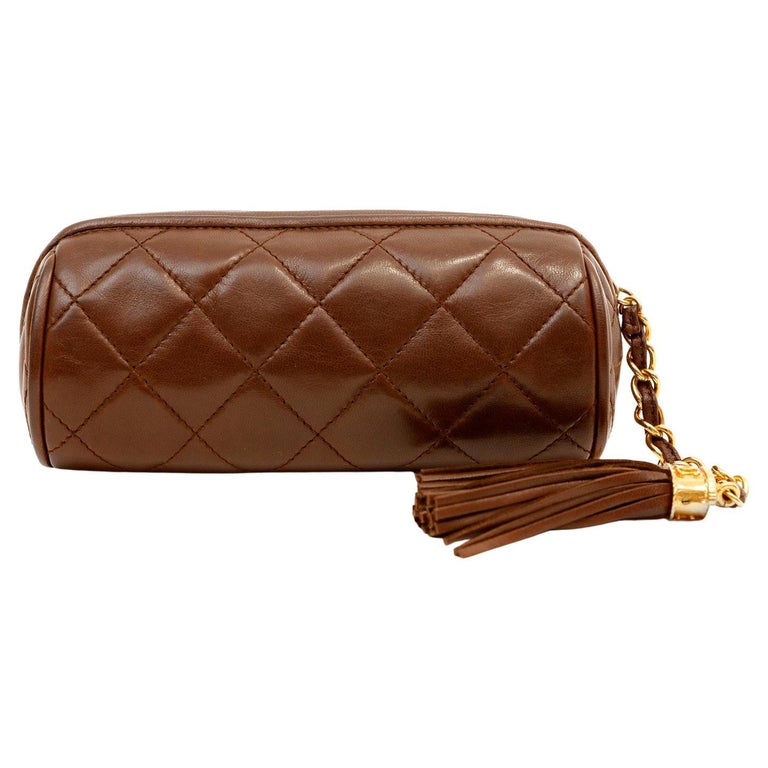 Chanel Vintage Brown Lambskin Tassel Pouch For Sale at 1stDibs