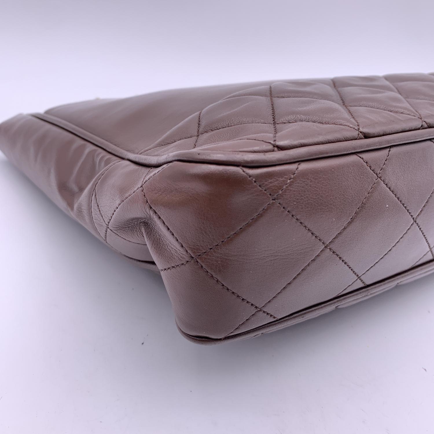 Chanel Vintage Brown Leather Shoulder Bag Tote Bottom Quilting 1