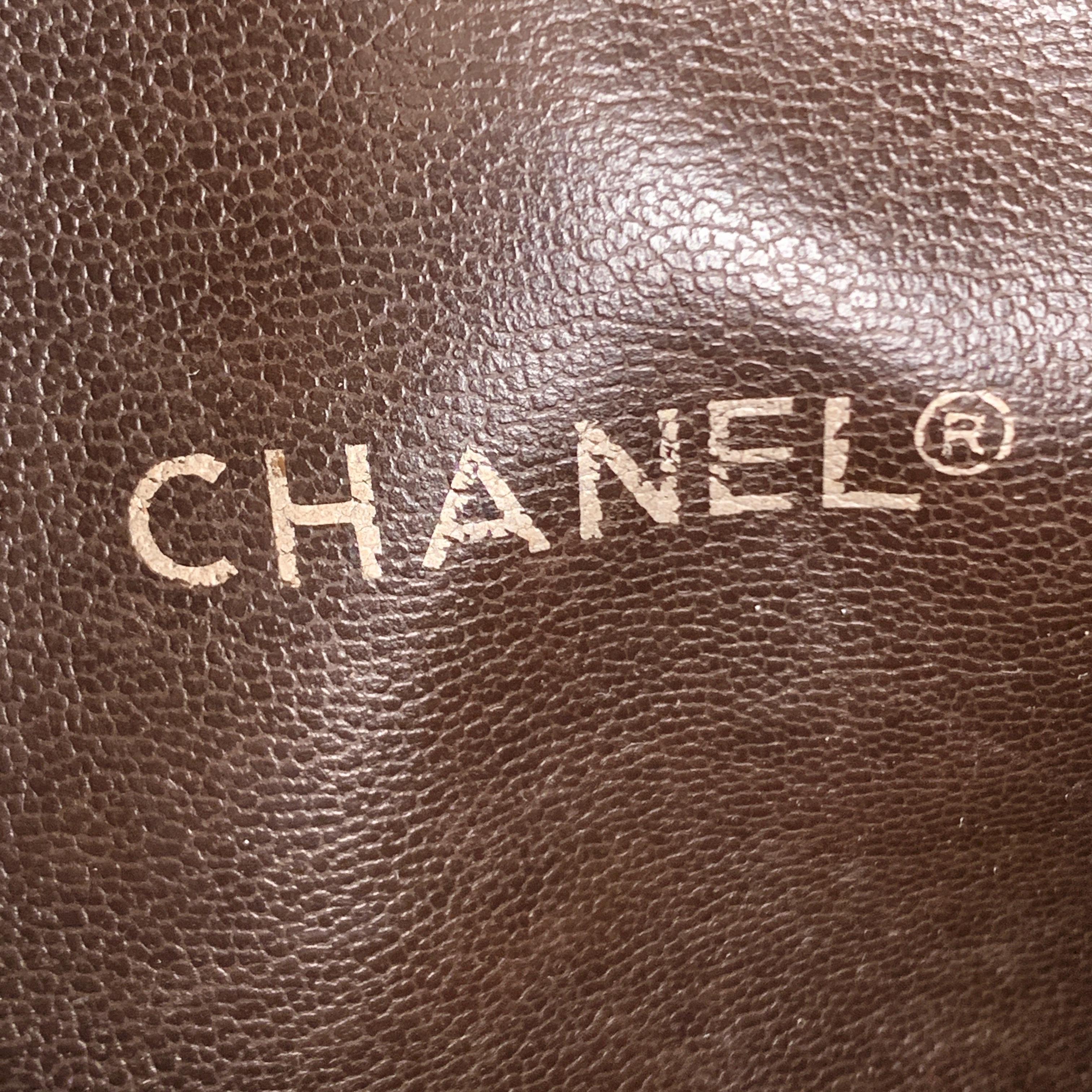 Chanel Vintage Brown Leather Shoulder Bag Tote Bottom Quilting 3