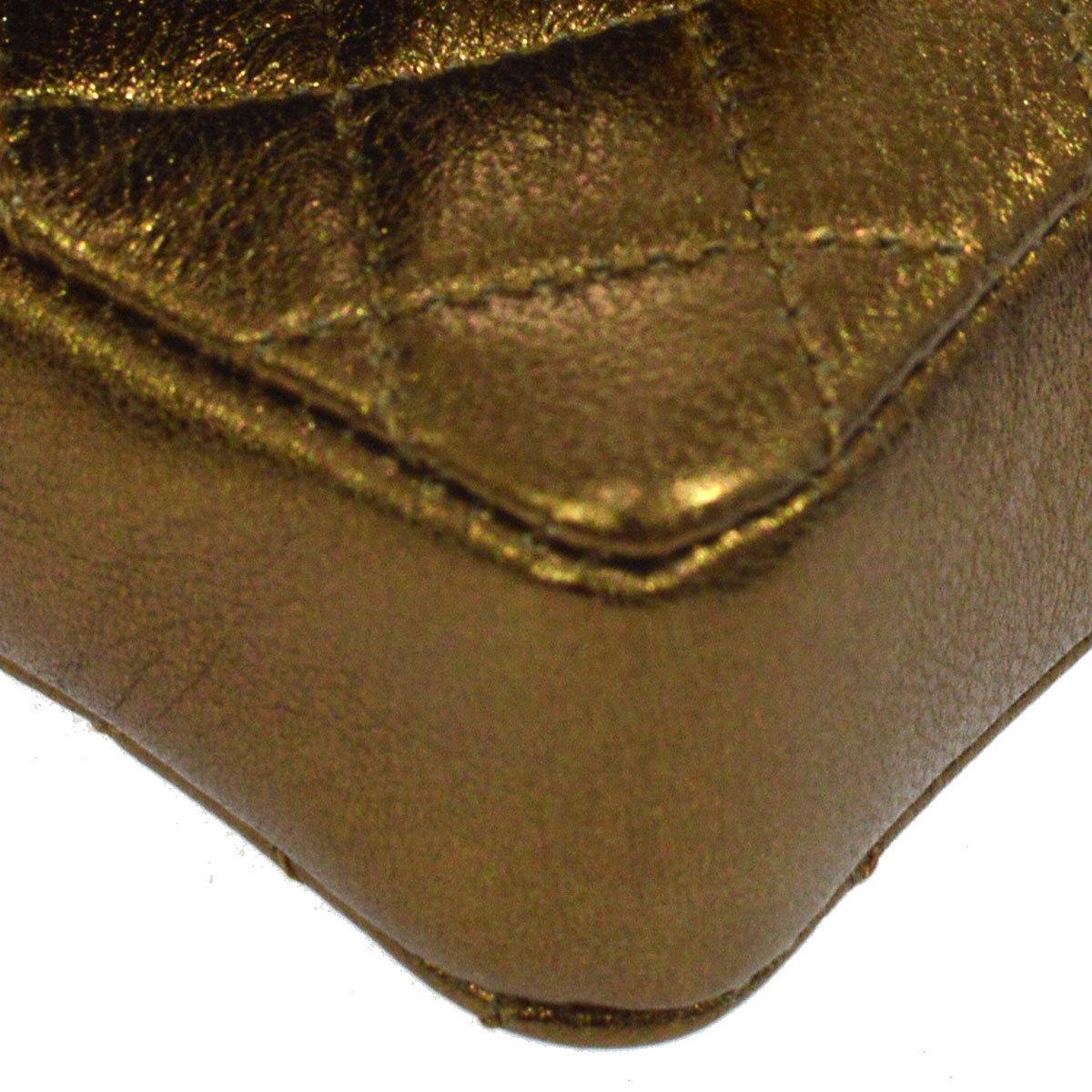 Chanel Vintage Brown Metallic Leather Micro Mini Shoulder Flap Bag in Box 1