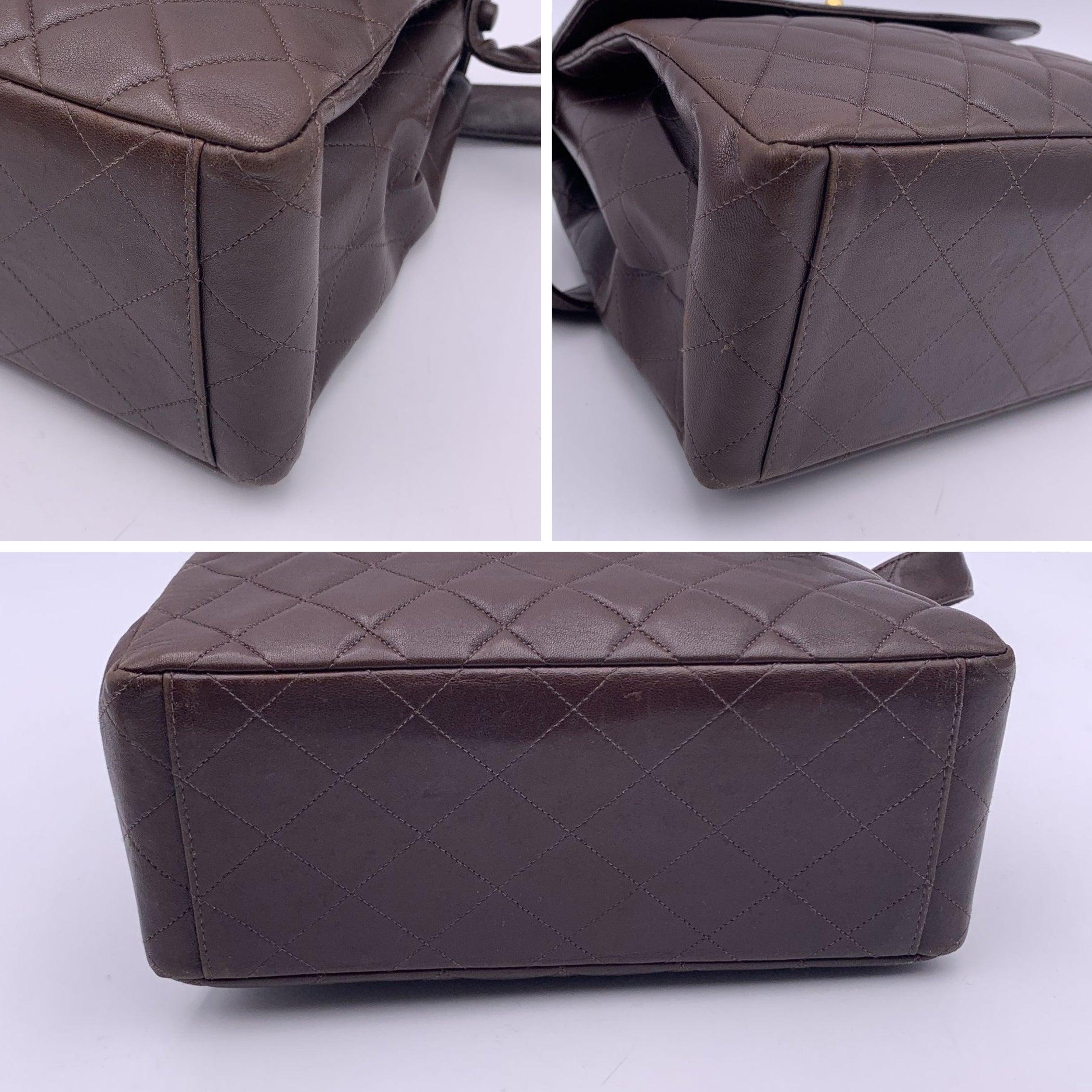 Chanel Vintage Brown Quilted Leather CC Logo Shoulder Bag 1