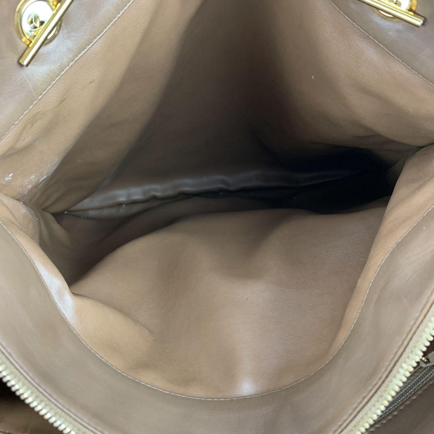 Chanel Vintage Brown Quilted Leather Tote Shoulder Shopping Bag 4