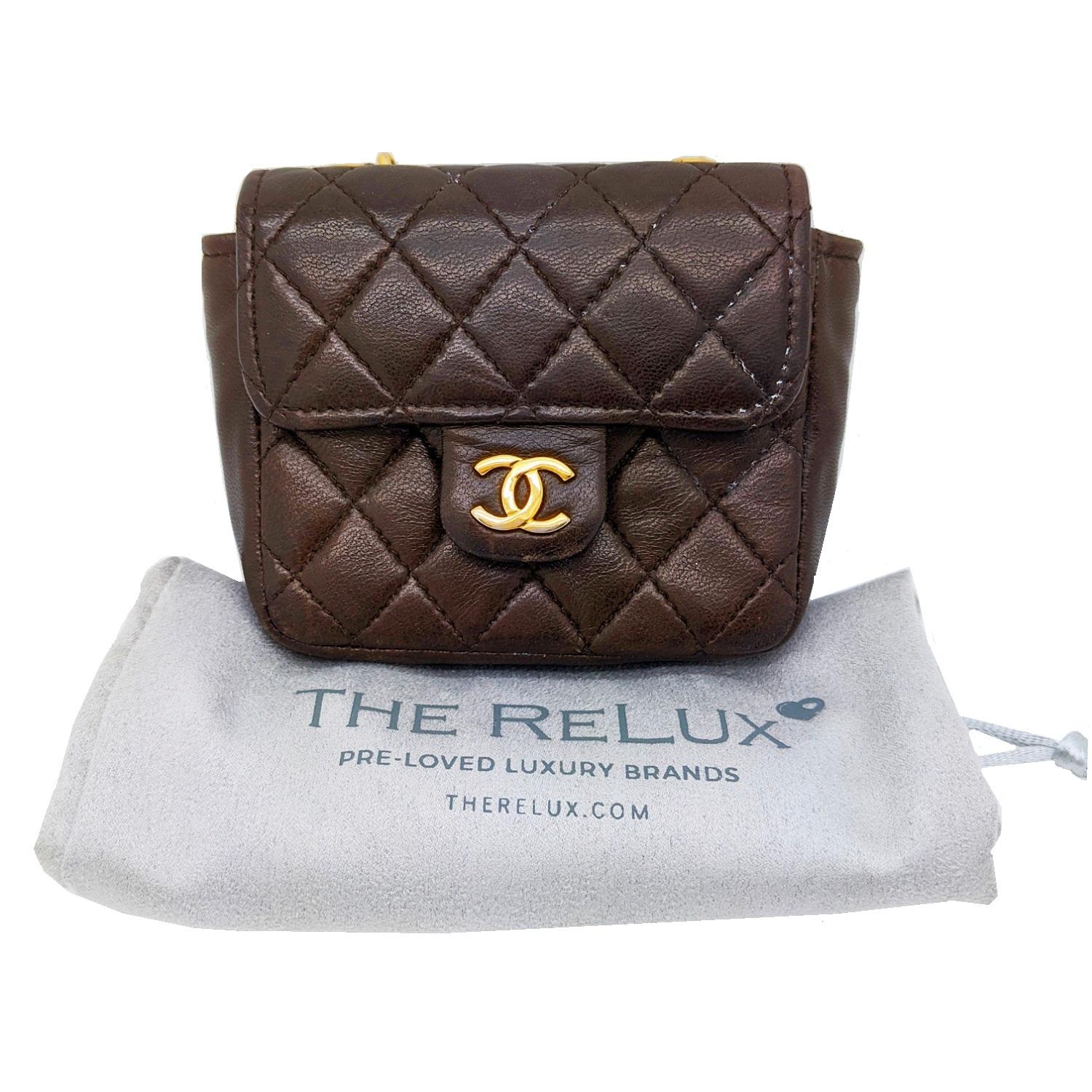 Chanel Vintage Brown Quilted Micro Belt Bag 5