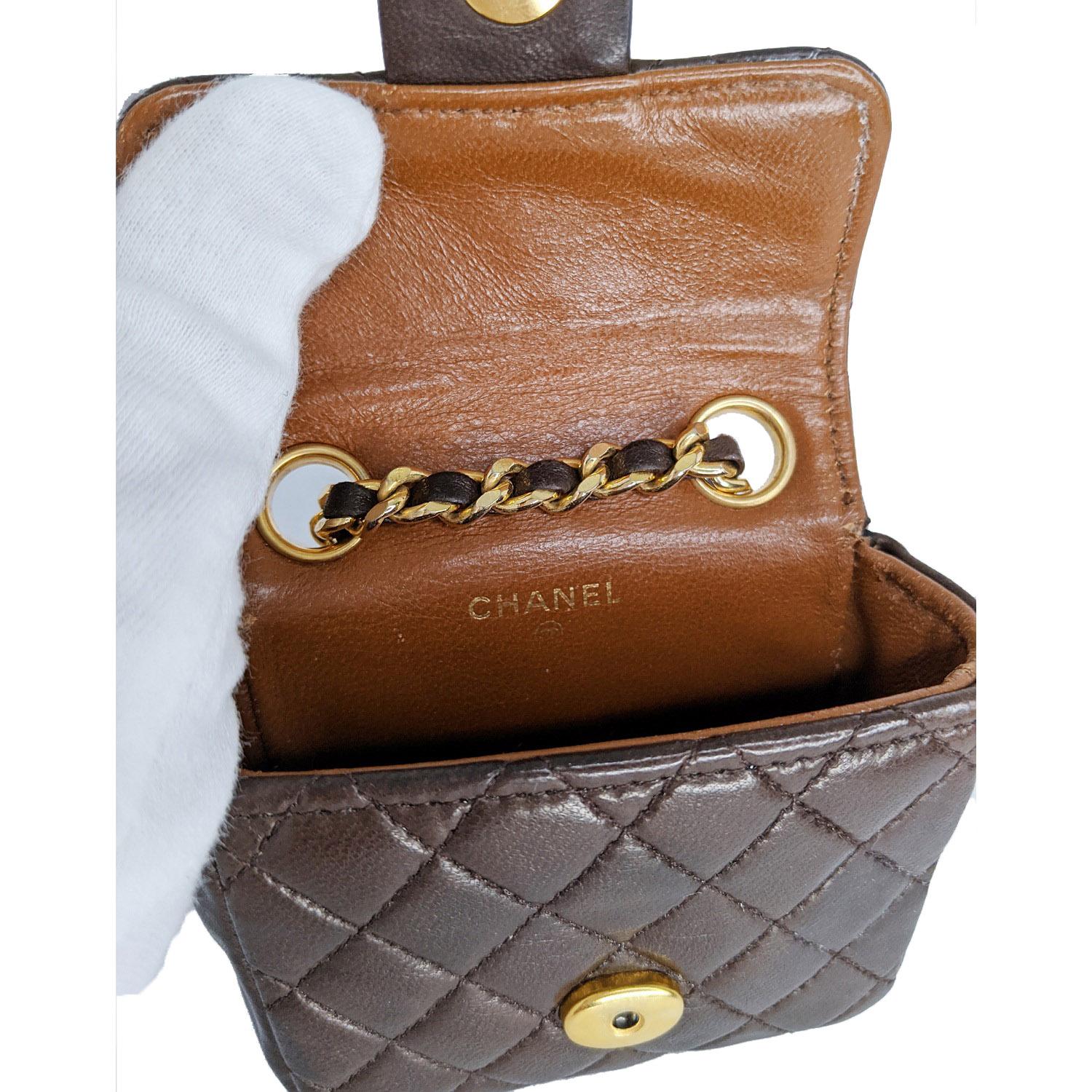 Chanel Vintage Brown Quilted Micro Belt Bag 3