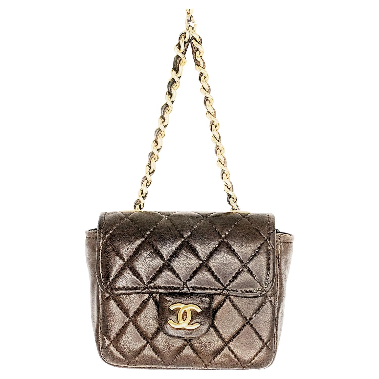 Chanel Vintage Brown Quilted Micro Belt Bag