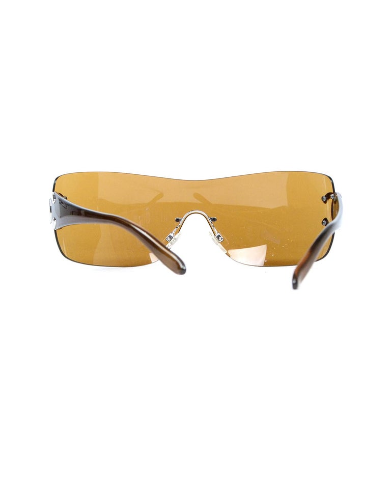 Fendi 1990s Leather Fringe Shield Sunglasses
