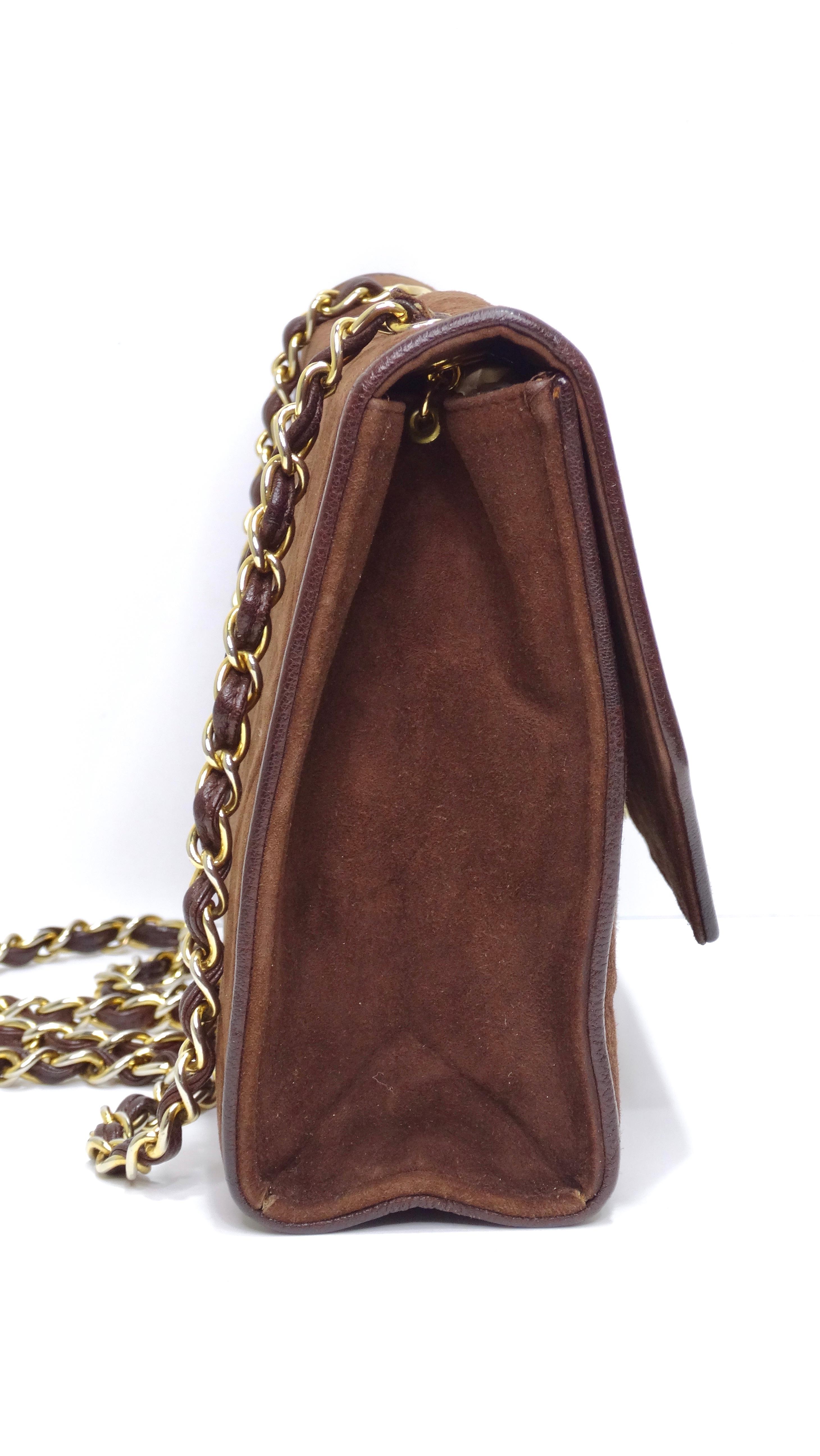 Chanel Vintage Brown Suede Flap Bag In Good Condition In Scottsdale, AZ