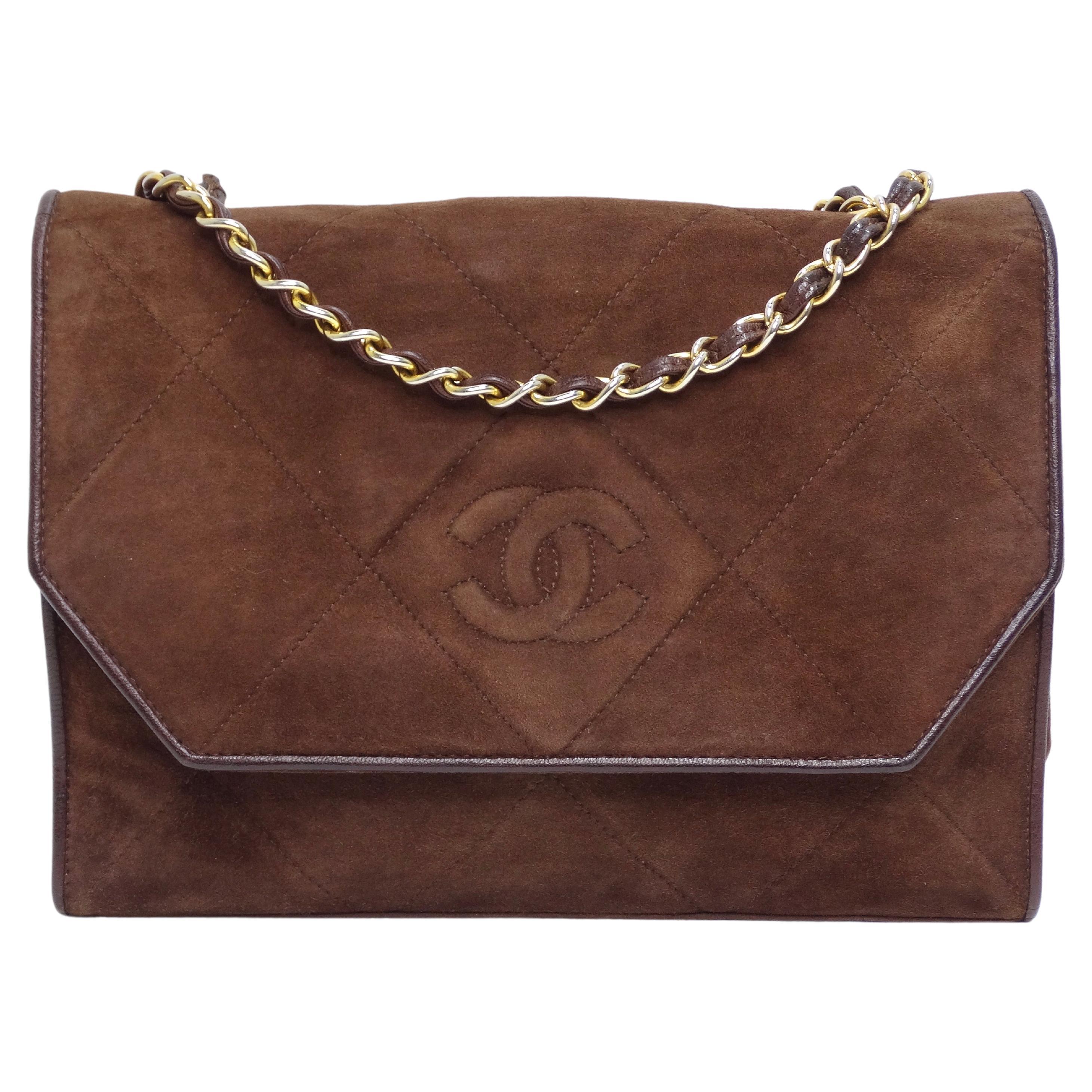 Retro Brown Suede Chanel Bag - 4 For Sale on 1stDibs