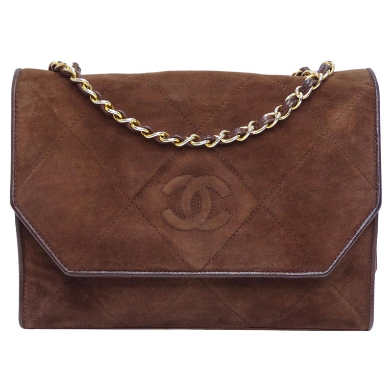 Chanel Vintage Brown Suede Flap Bag