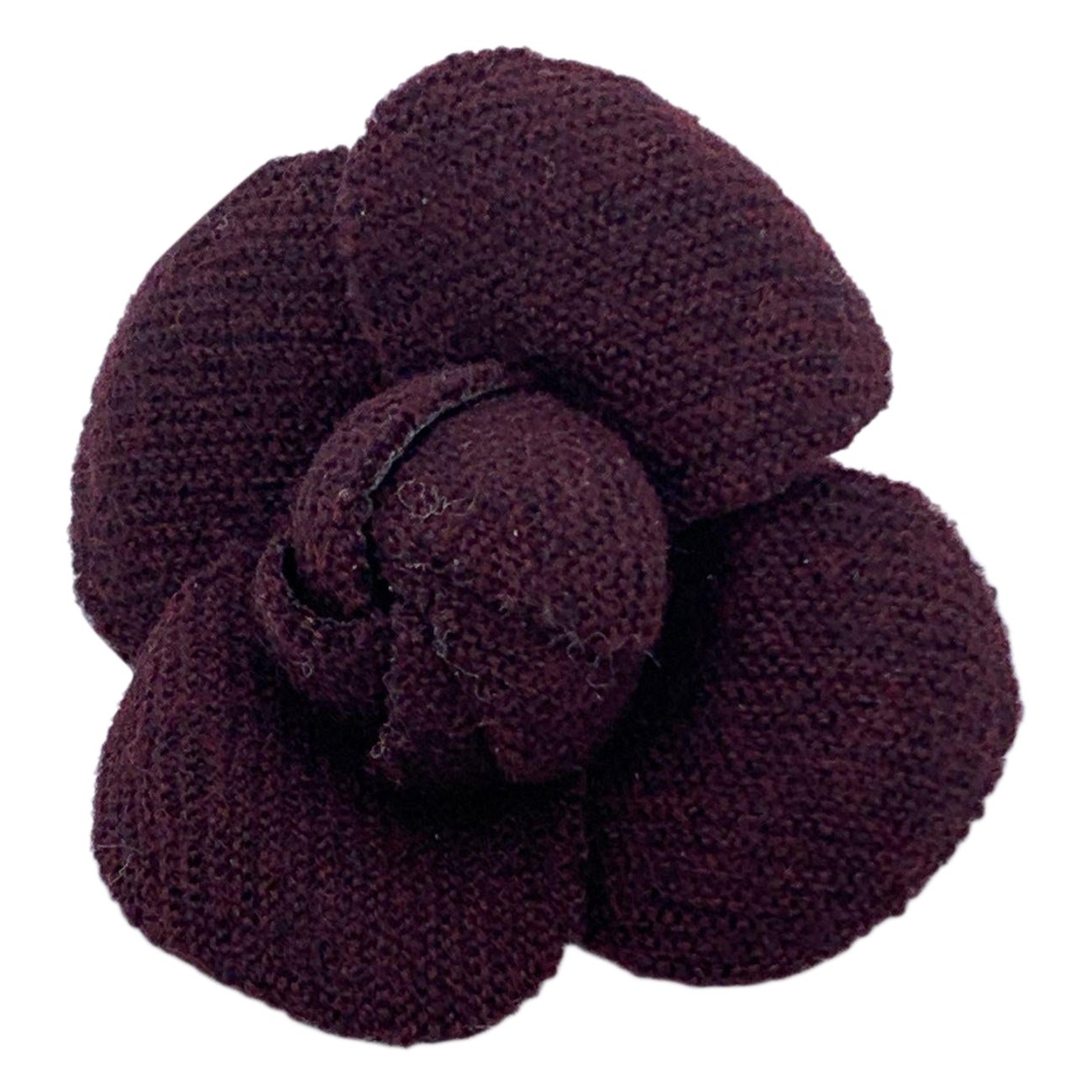 Chanel Vintage Brown Tweed Flower Brooch Pin Camelia Camellia