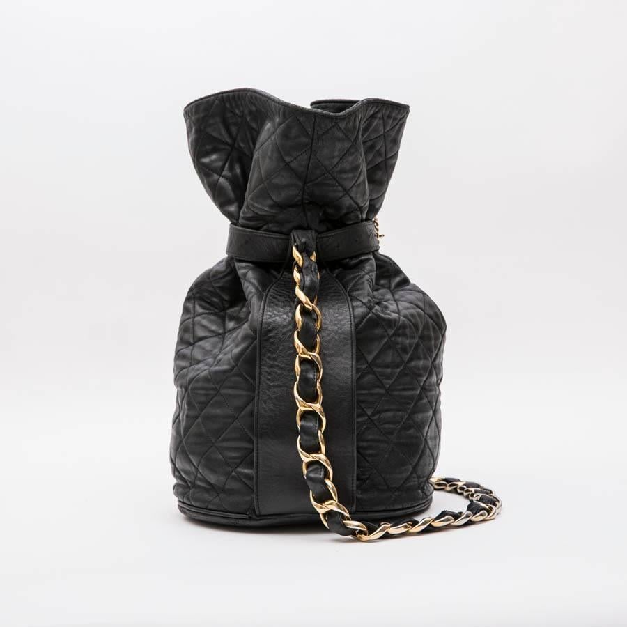 Women's CHANEL Vintage Bucket Bag in Black Quilted Leather