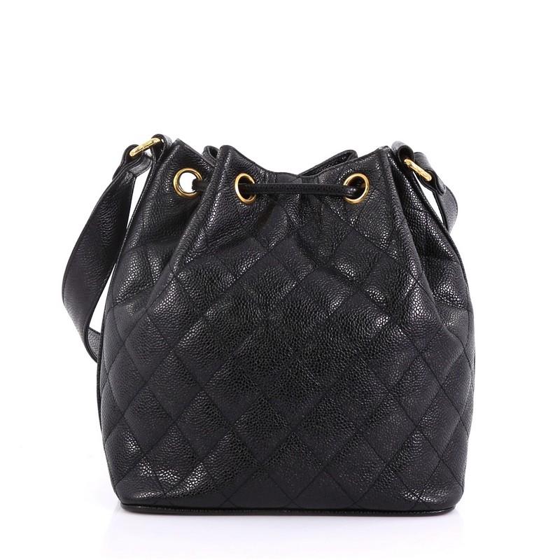 Chanel Vintage Bucket Bag Quilted Caviar Small In Good Condition In NY, NY