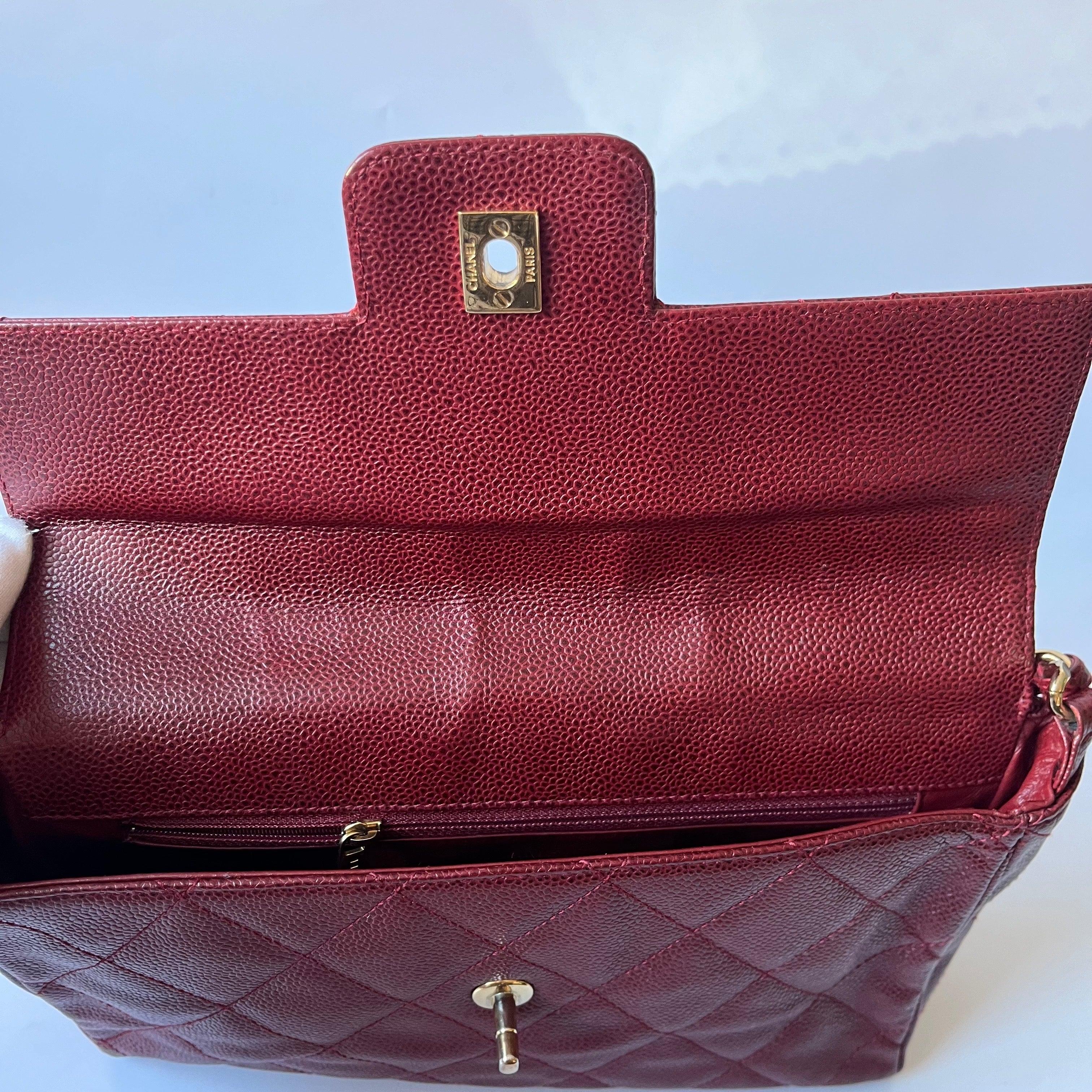 Chanel Vintage Burgundy Caviar Leather Shoulder Bag 24k Gold HW For Sale 8