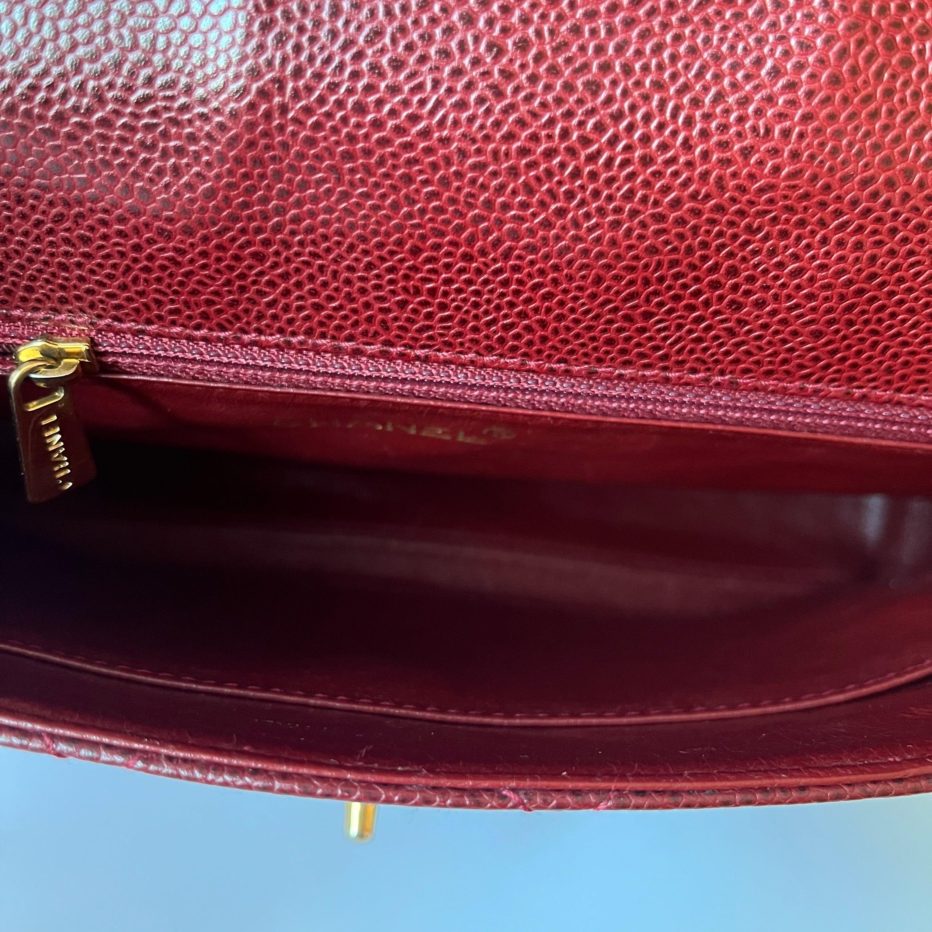Chanel Vintage Burgundy Caviar Leather Shoulder Bag 24k Gold HW For Sale 9