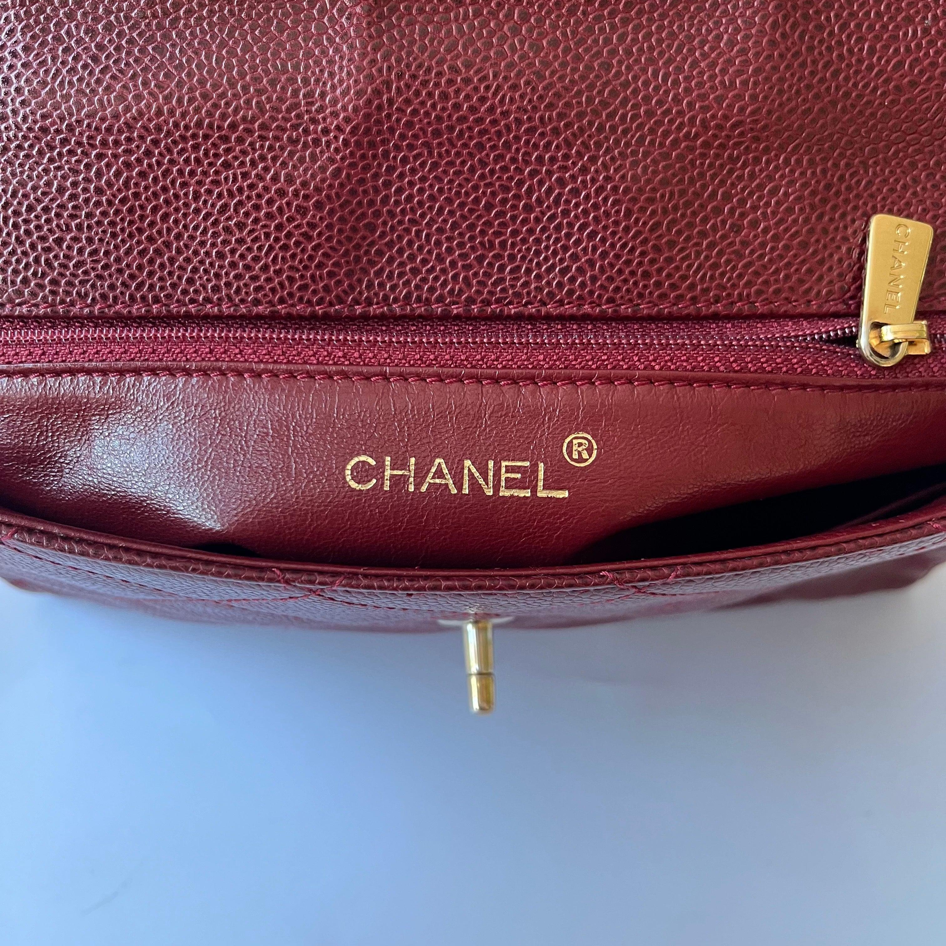 Chanel Vintage Burgundy Caviar Leather Shoulder Bag 24k Gold HW For Sale 15