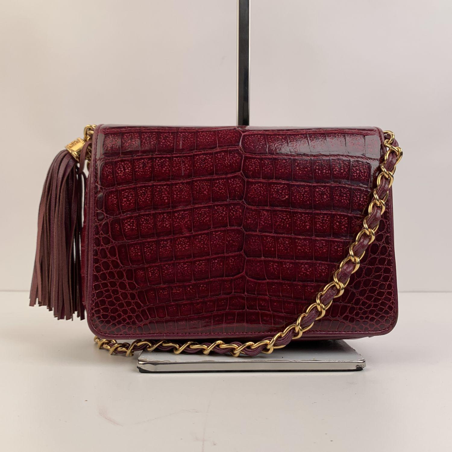 This beautiful Bag will come with a Certificate of Authenticity provided by Entrupy, leading International Fashion Authenticator. The certificate will be provided at no further cost.

Elegant and rare Chanel small shoulder bag in burgundy leather.