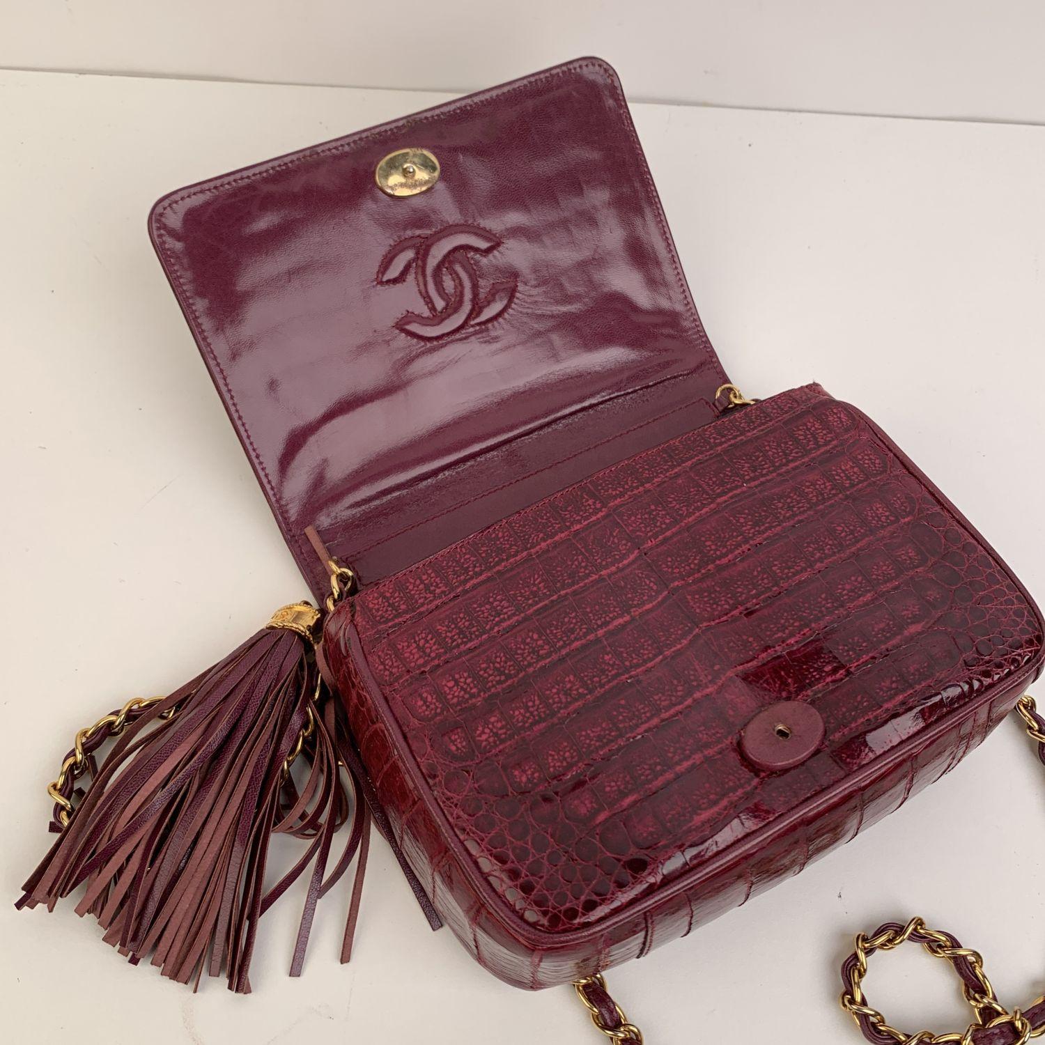 Chanel Vintage Burgundy Leather Tassel Shoulder Bag 1