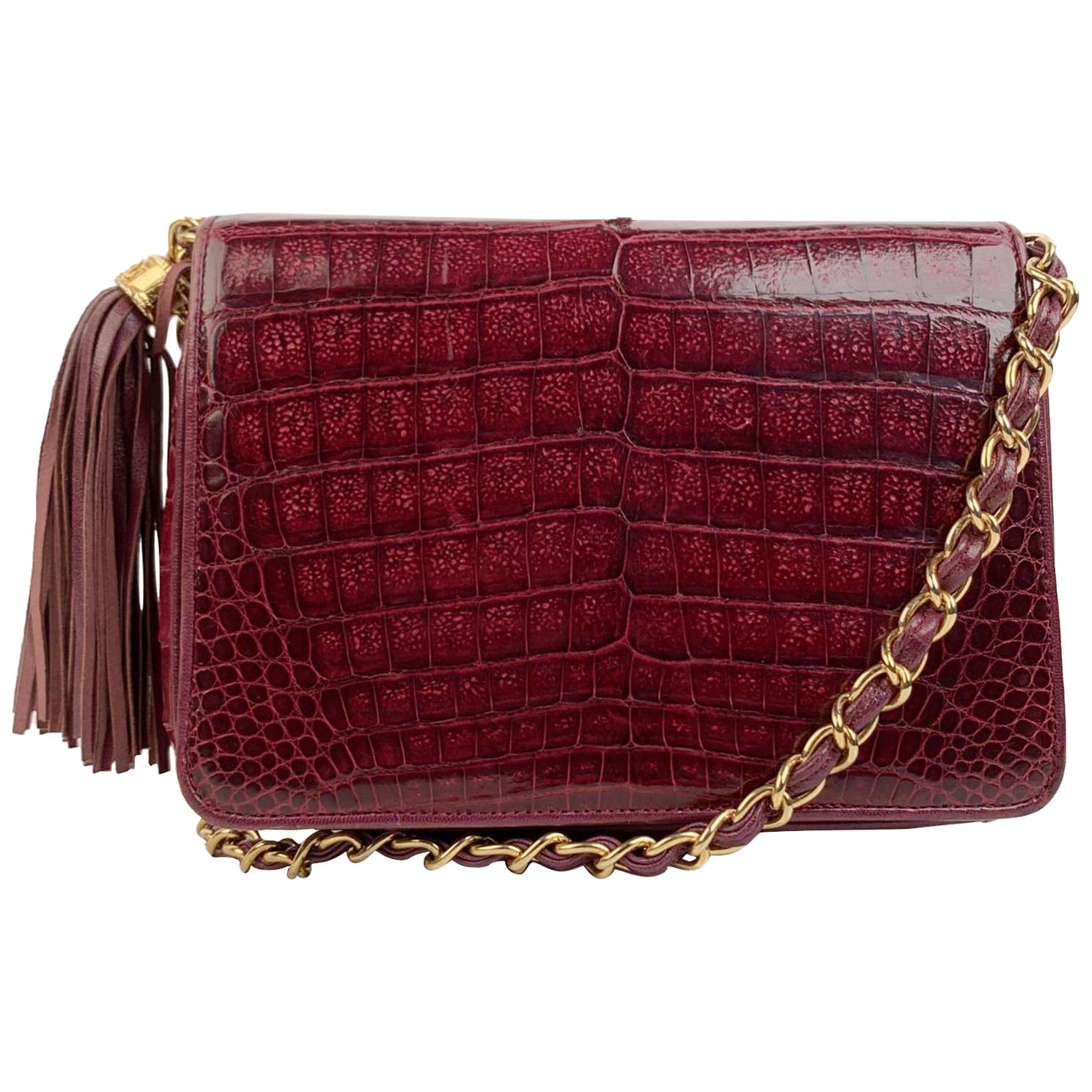 Chanel Vintage Burgundy Leather Tassel Shoulder Bag