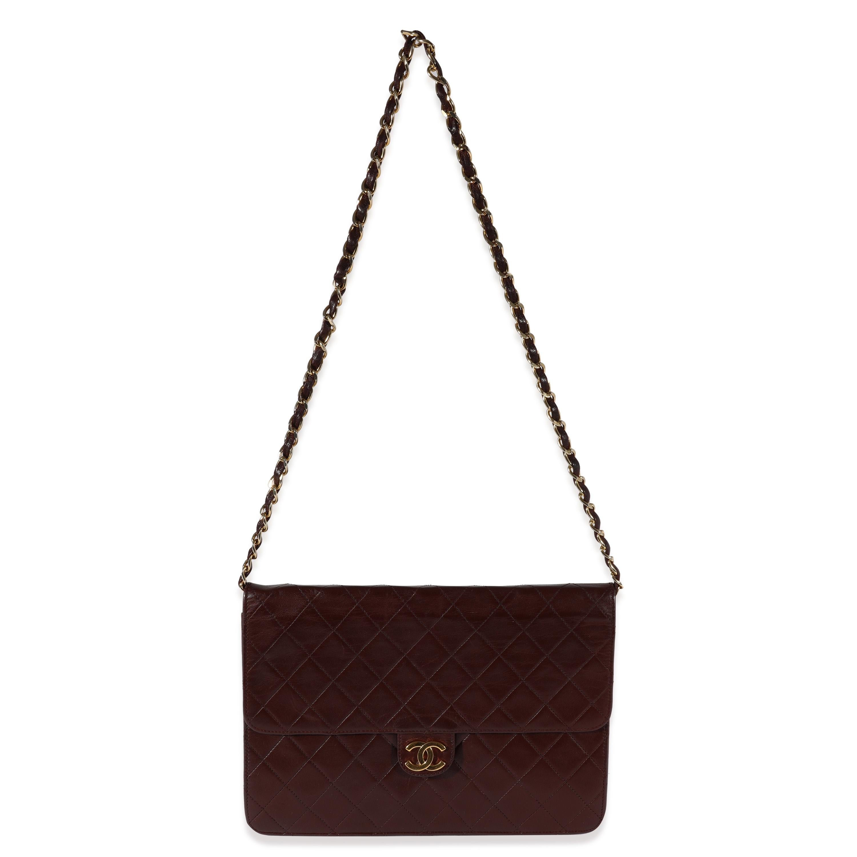 Chanel Vintage Burgundy Quilted Lambskin Single Flap Bag In Excellent Condition In New York, NY