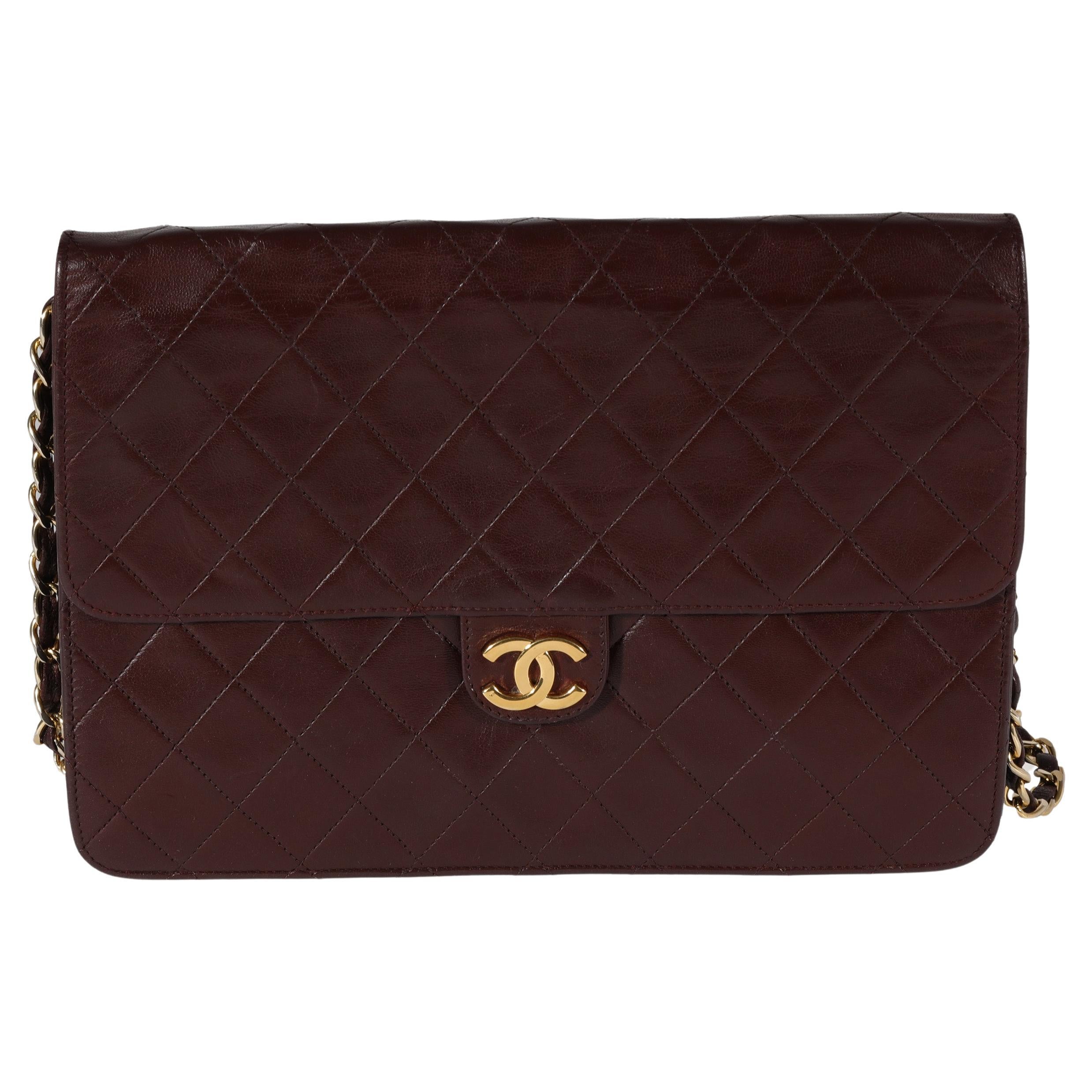 Chanel Vintage Burgundy Quilted Lambskin Single Flap Bag