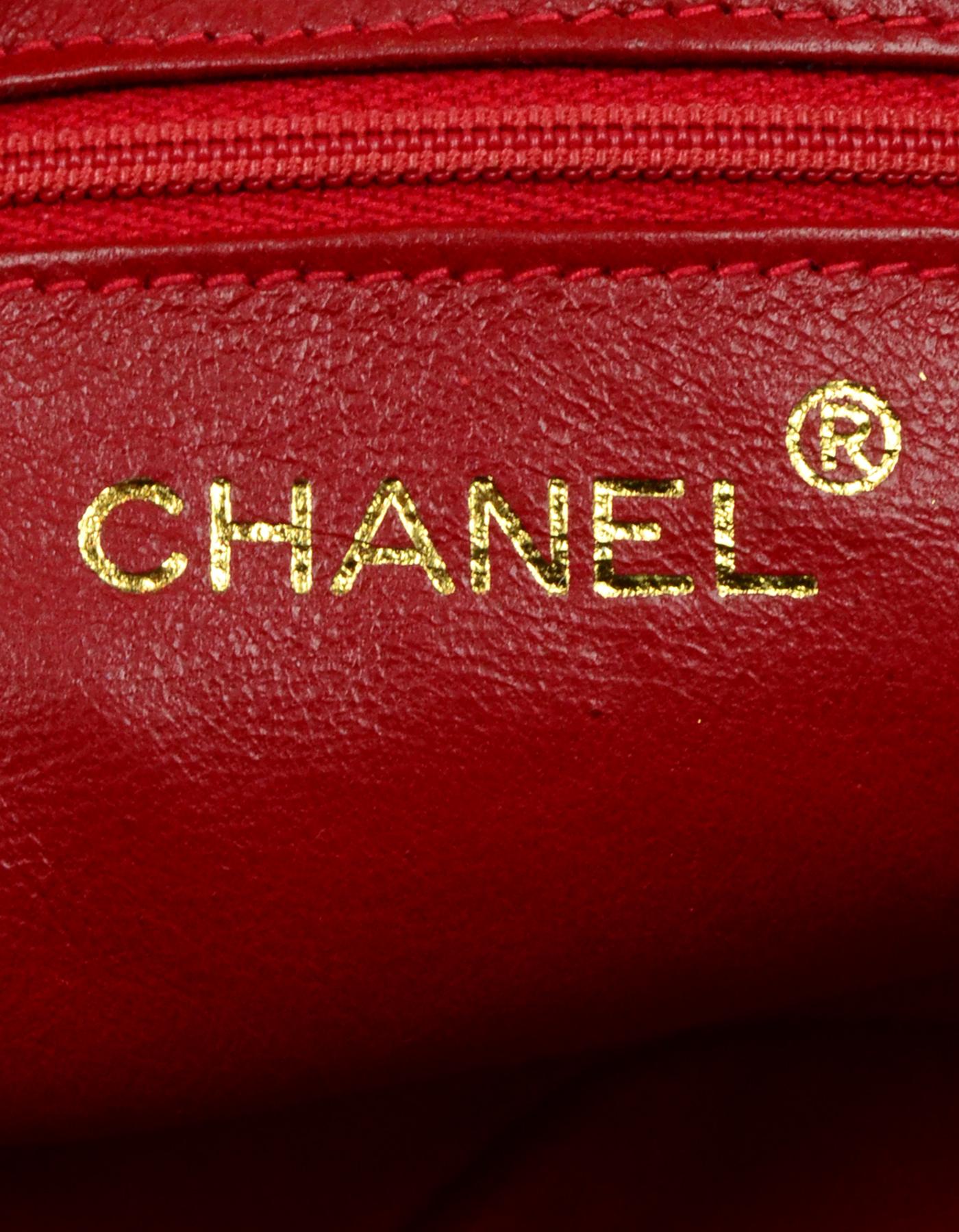 Chanel Vintage Burgundy Satin Quilted CC Clutch Bag w. Tassel  2
