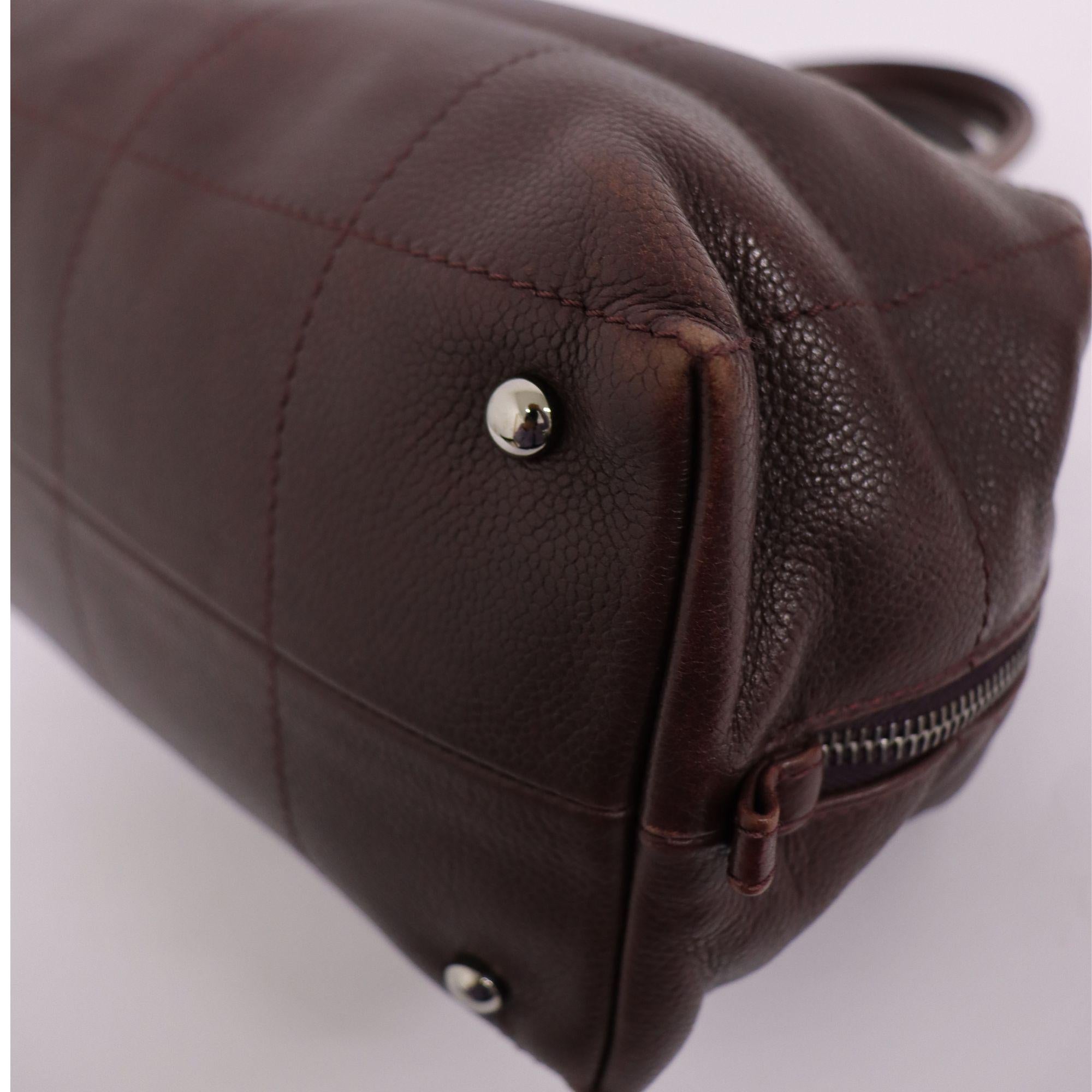 Chanel Vintage Burgundy Square Stitch Shoulder Bag 1