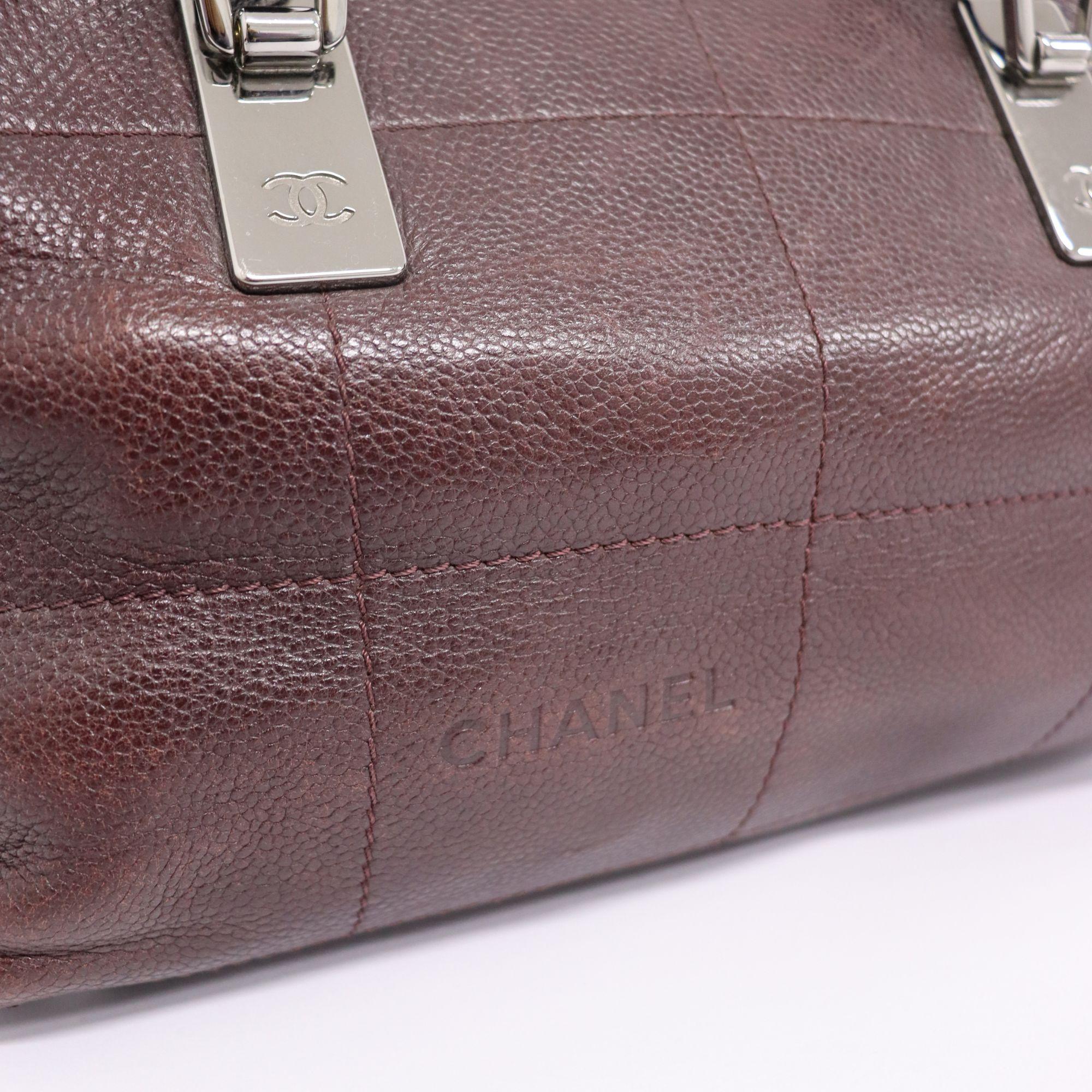 Chanel Vintage Burgundy Square Stitch Shoulder Bag 3