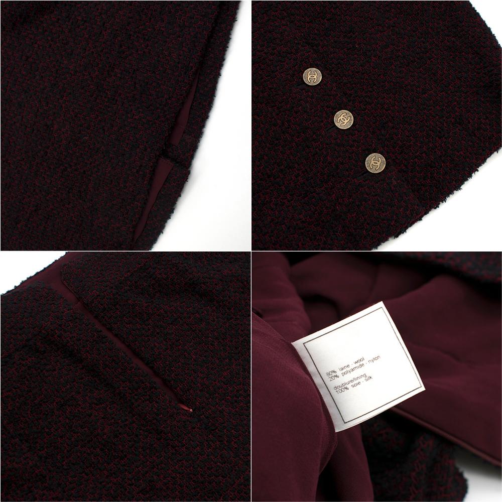 Chanel Vintage Burgundy Tweed Suit - Size US 4 In Good Condition For Sale In London, GB