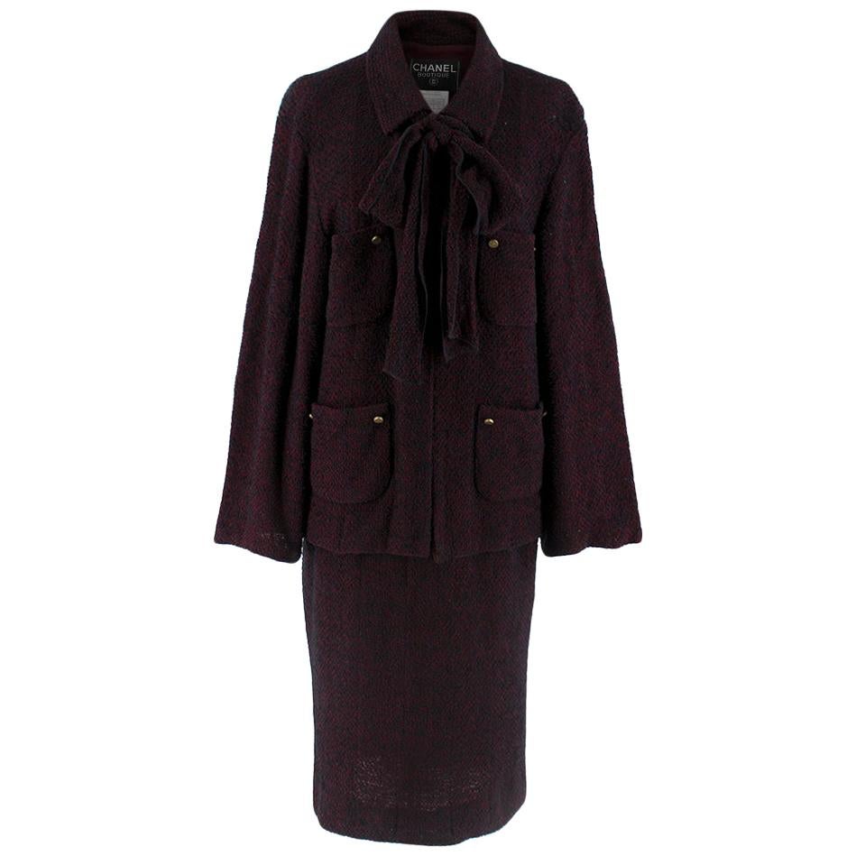 Chanel Vintage Burgundy Tweed Suit - Size US 4 For Sale