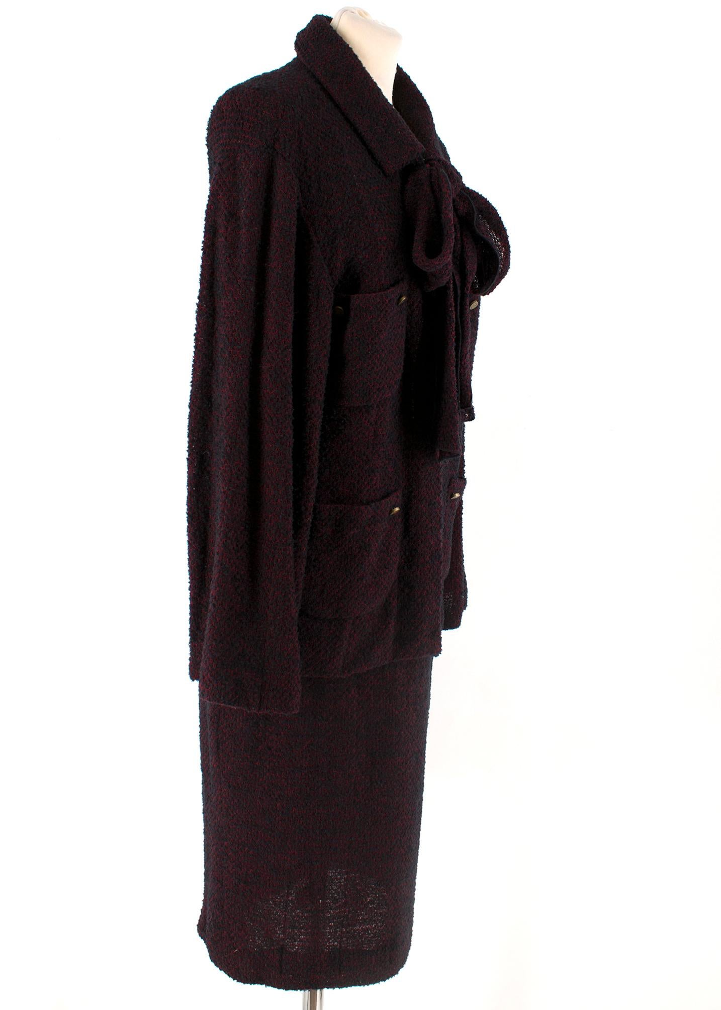 Black Chanel Vintage Burgundy Tweed Suit - Size US 4 For Sale