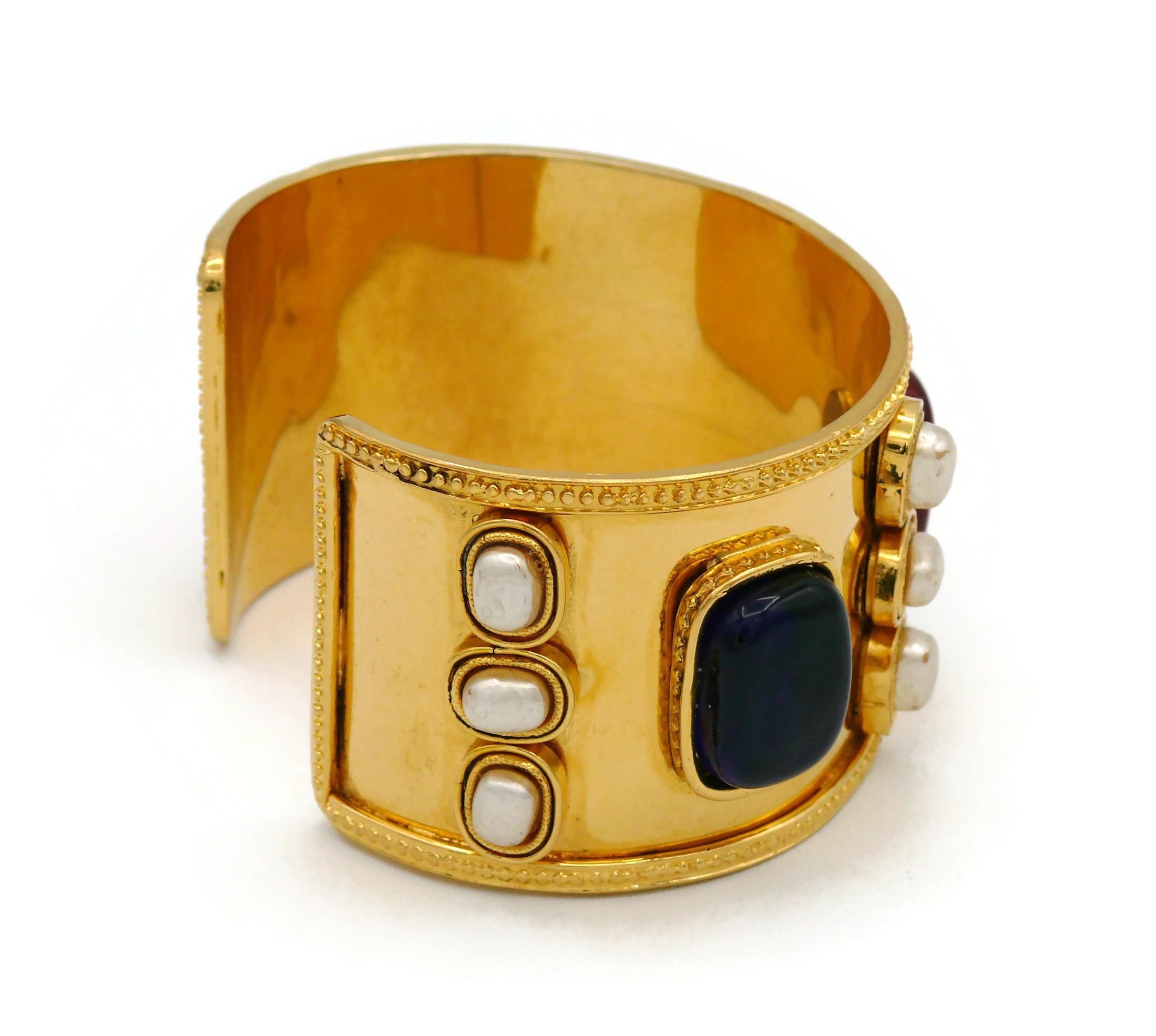 CHANEL Vintage Byzantine Inspired Gripoix Cuff Bracelet, 1990 For Sale 3