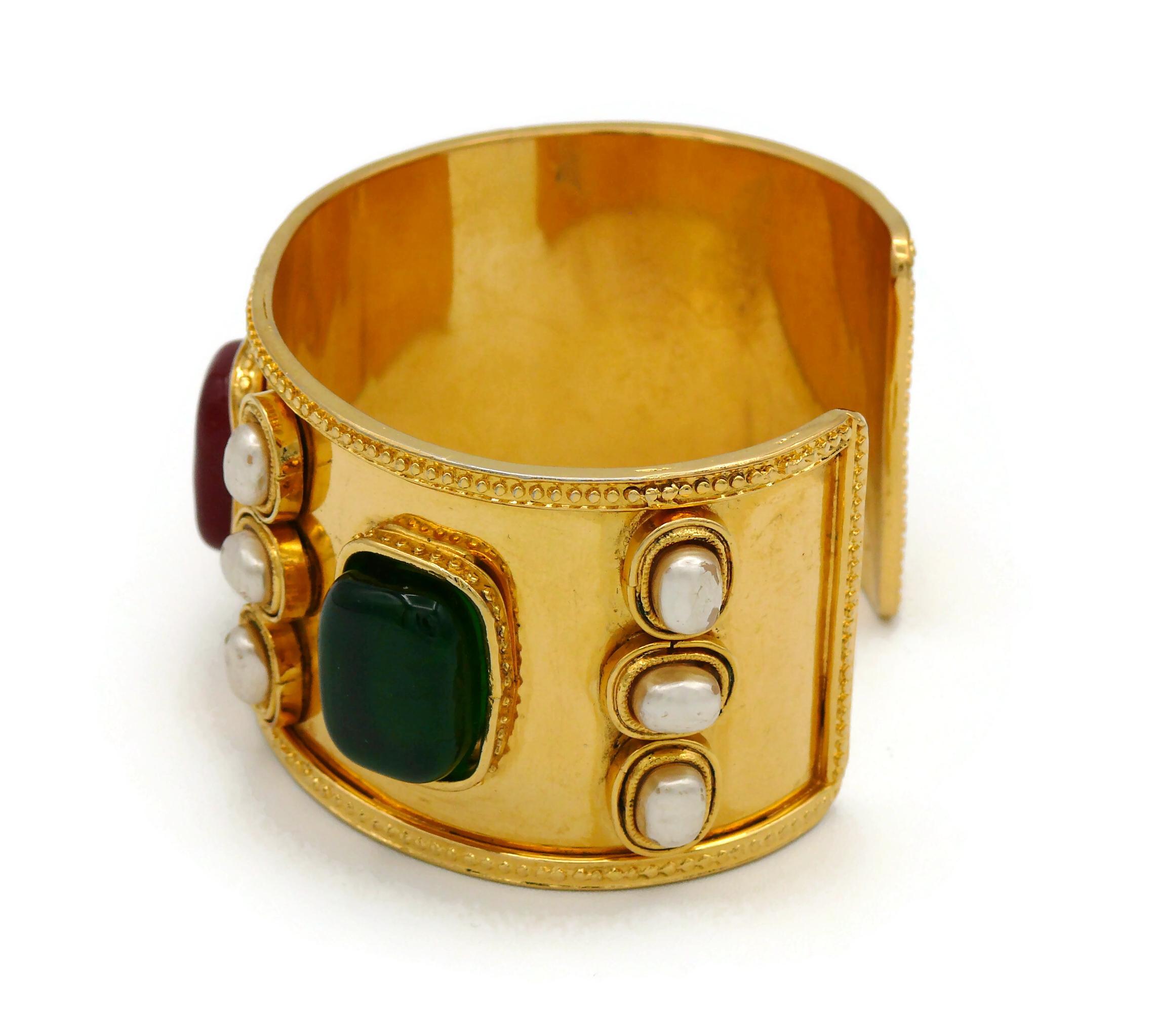 CHANEL Vintage Byzantine Inspired Gripoix Cuff Bracelet, 1990 For Sale 4