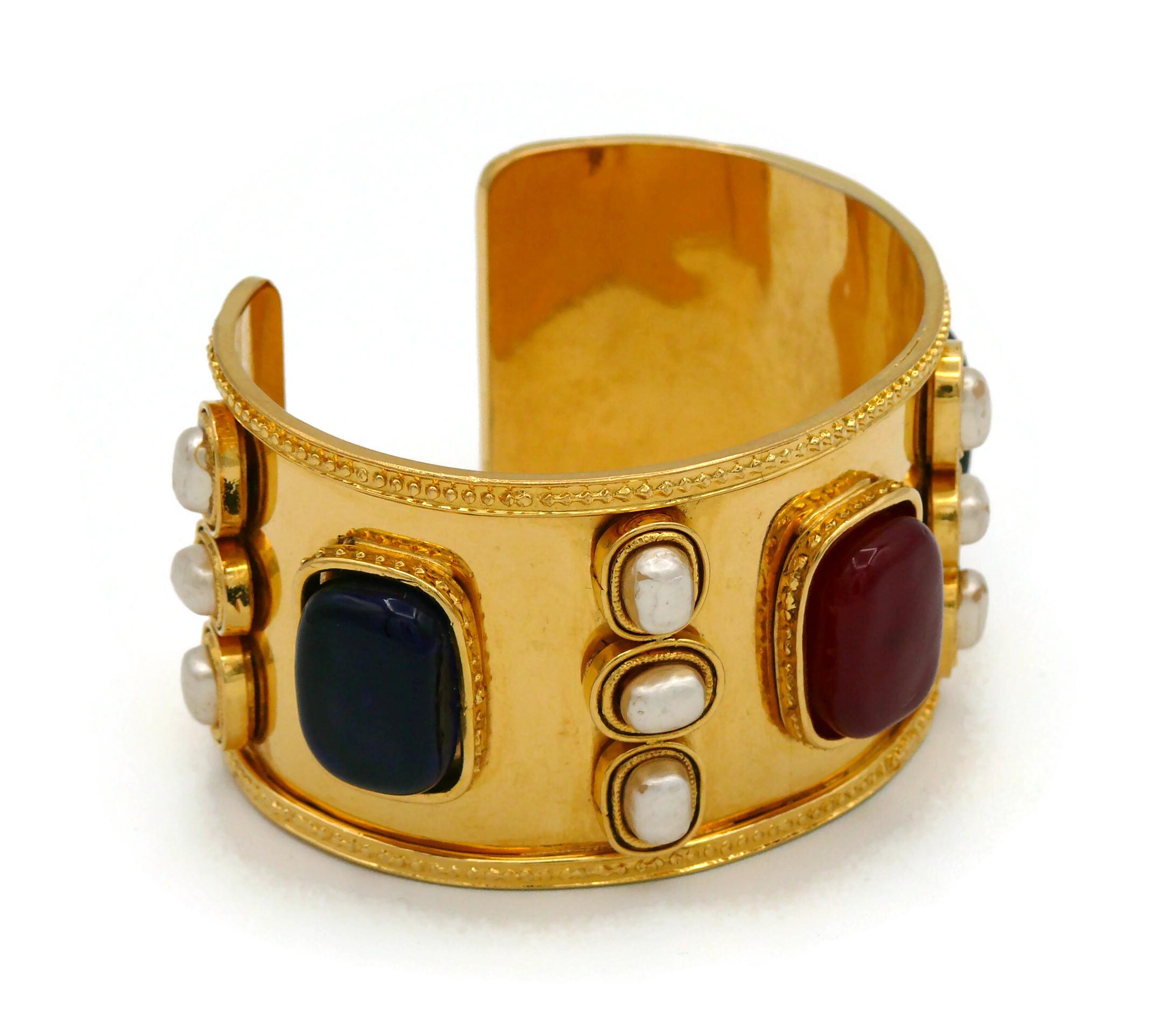 CHANEL Vintage Byzantine Inspired Gripoix Cuff Bracelet, 1990 For Sale 1