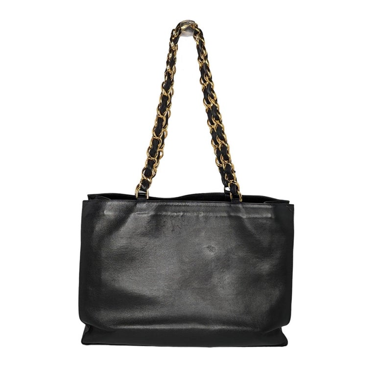 Chanel Vintage Calfskin CC Chain XL Shopper Tote For Sale at 1stDibs
