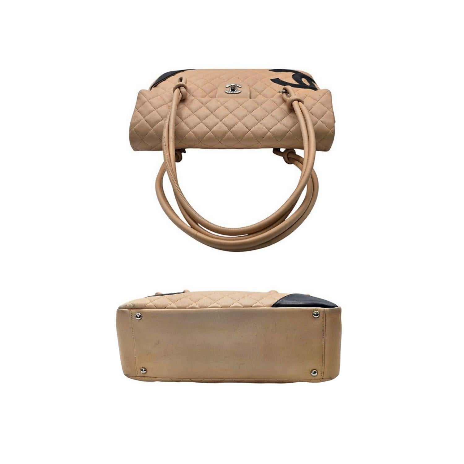 Women's Chanel Vintage Calfskin Quilted Large Cambon Ligne Flap Beige