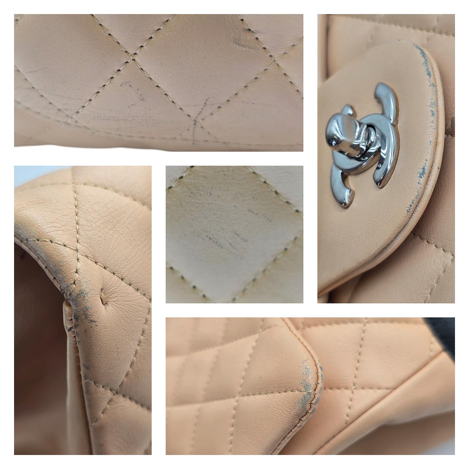 Chanel Vintage Calfskin Quilted Large Cambon Ligne Flap Beige 3