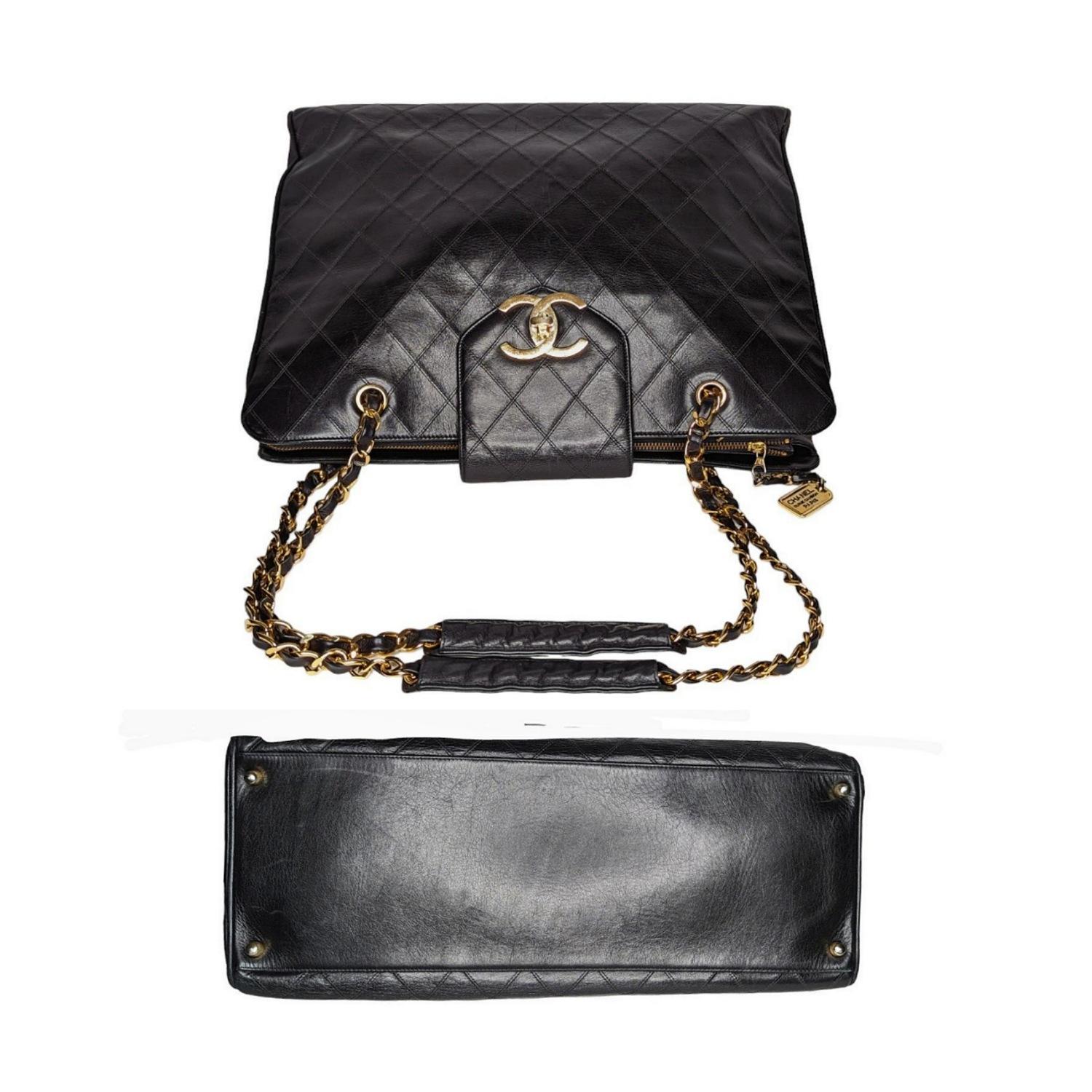 Women's or Men's Chanel Vintage Calfskin Stitched XL Supermodel Tote