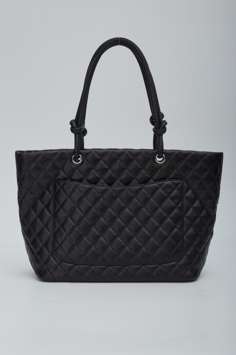 Chanel Vintage Cambon Ligne Black Leather Shopping Tote Bag (2004) at  1stDibs