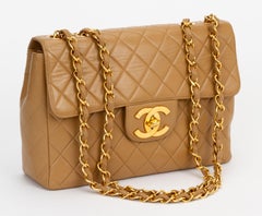Chanel Vintage Camel Jumbo Quilted Single Flap Bag