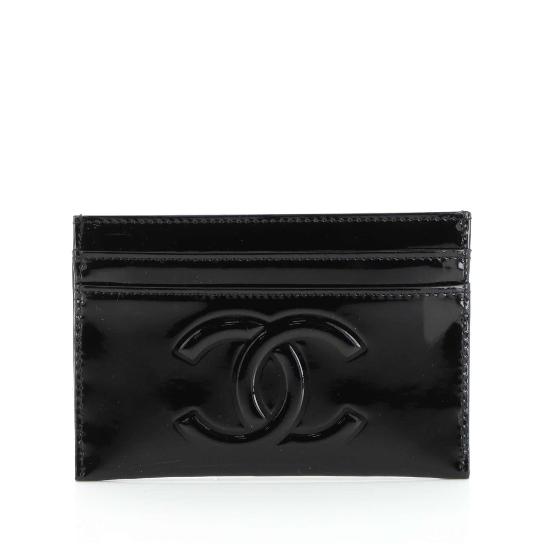 Chanel Vintage Camellia Card Case Patent In Good Condition In NY, NY