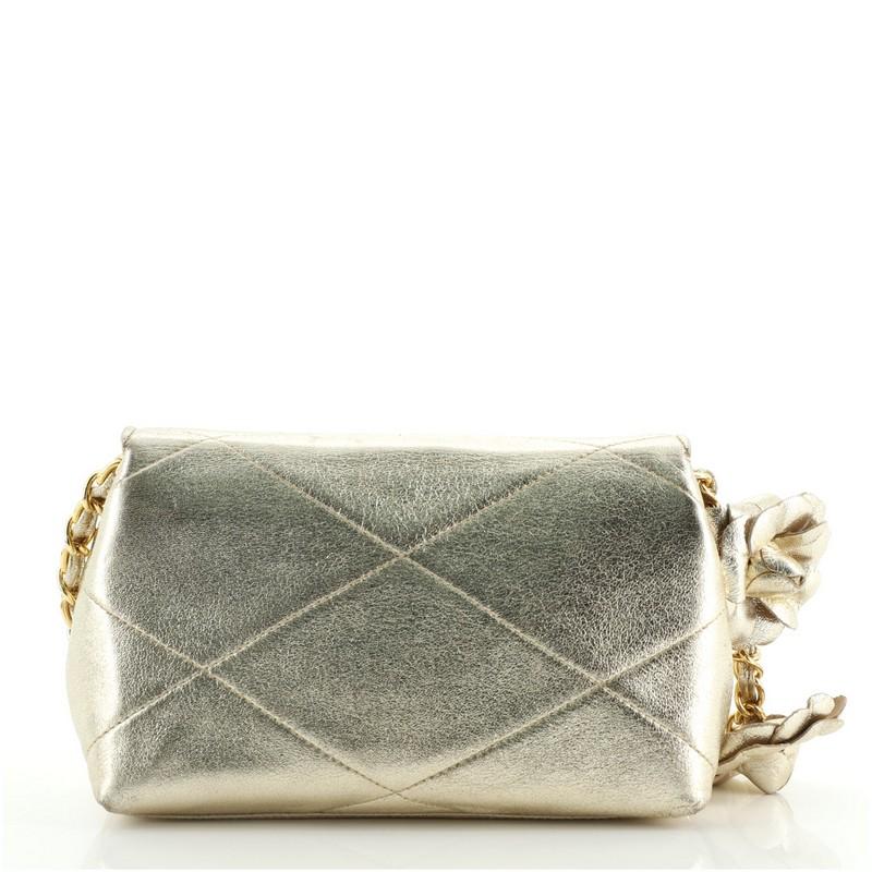 Brown Chanel Vintage Camellia Diamond CC Flap Crossbody Bag Quilted Lambskin Mini